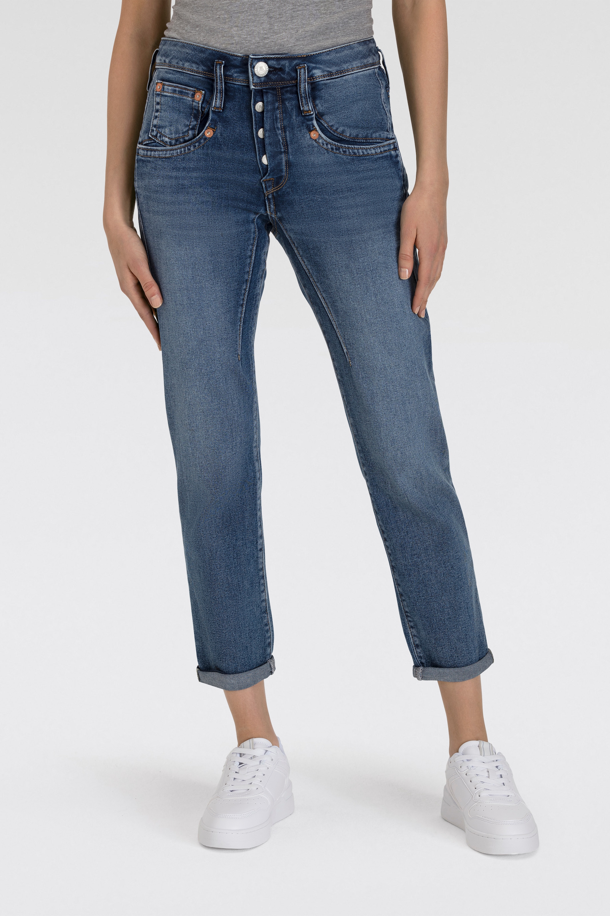 Herrlicher 7/8-Jeans »Shyra Cropped Denim Comfort«, mit halb verdeckter Knopfleiste