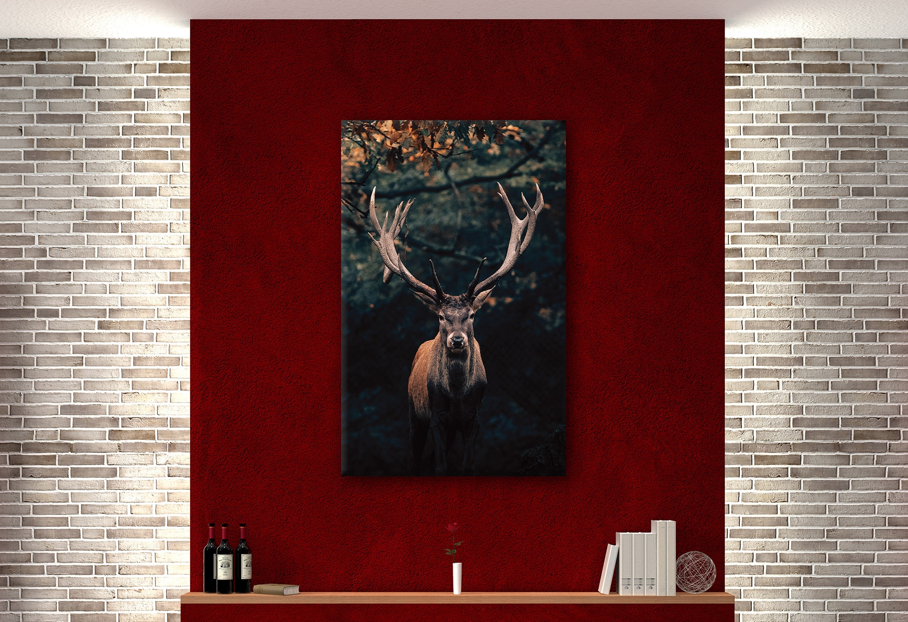 Bönninghoff Leinwandbild »Wandbild HIRSCH IM WALD 78x118 cm – Leinwandbild Keilrahmen Deko« Hirsch 1 Stk. tlg. auf Keilrahmen gespannt