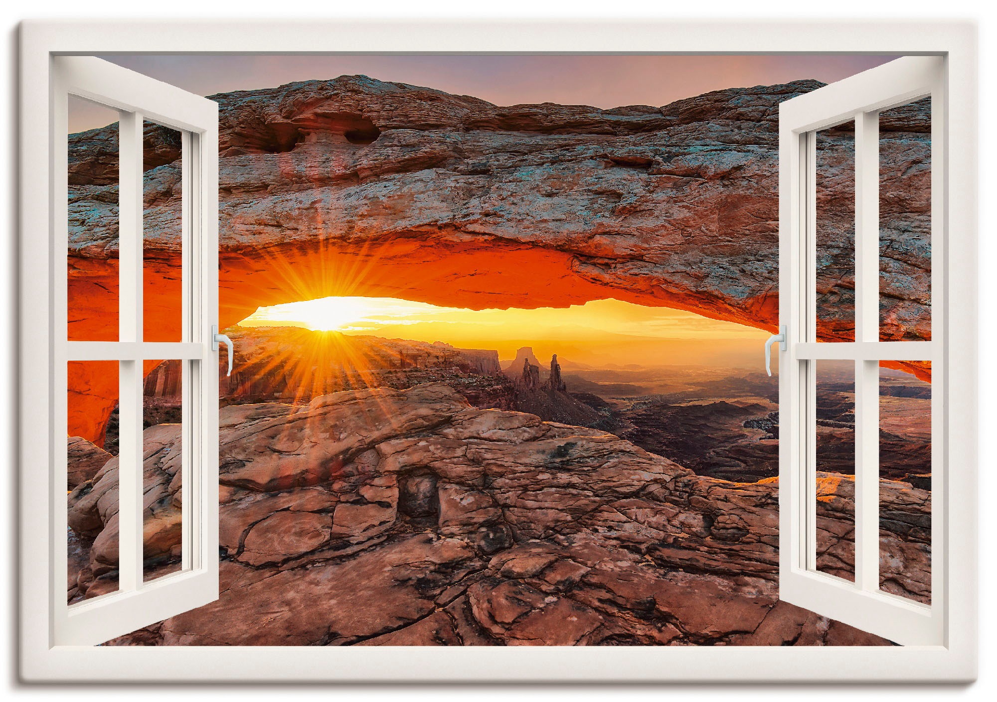 Image of Artland Wandbild »Fensterblick Iconic Mesa Arch«, Felsen, (1 St.), in vielen Grössen & Produktarten -Leinwandbild, Poster, Wandaufkleber / Wandtattoo auch für Badezimmer geeignet bei Ackermann Versand Schweiz