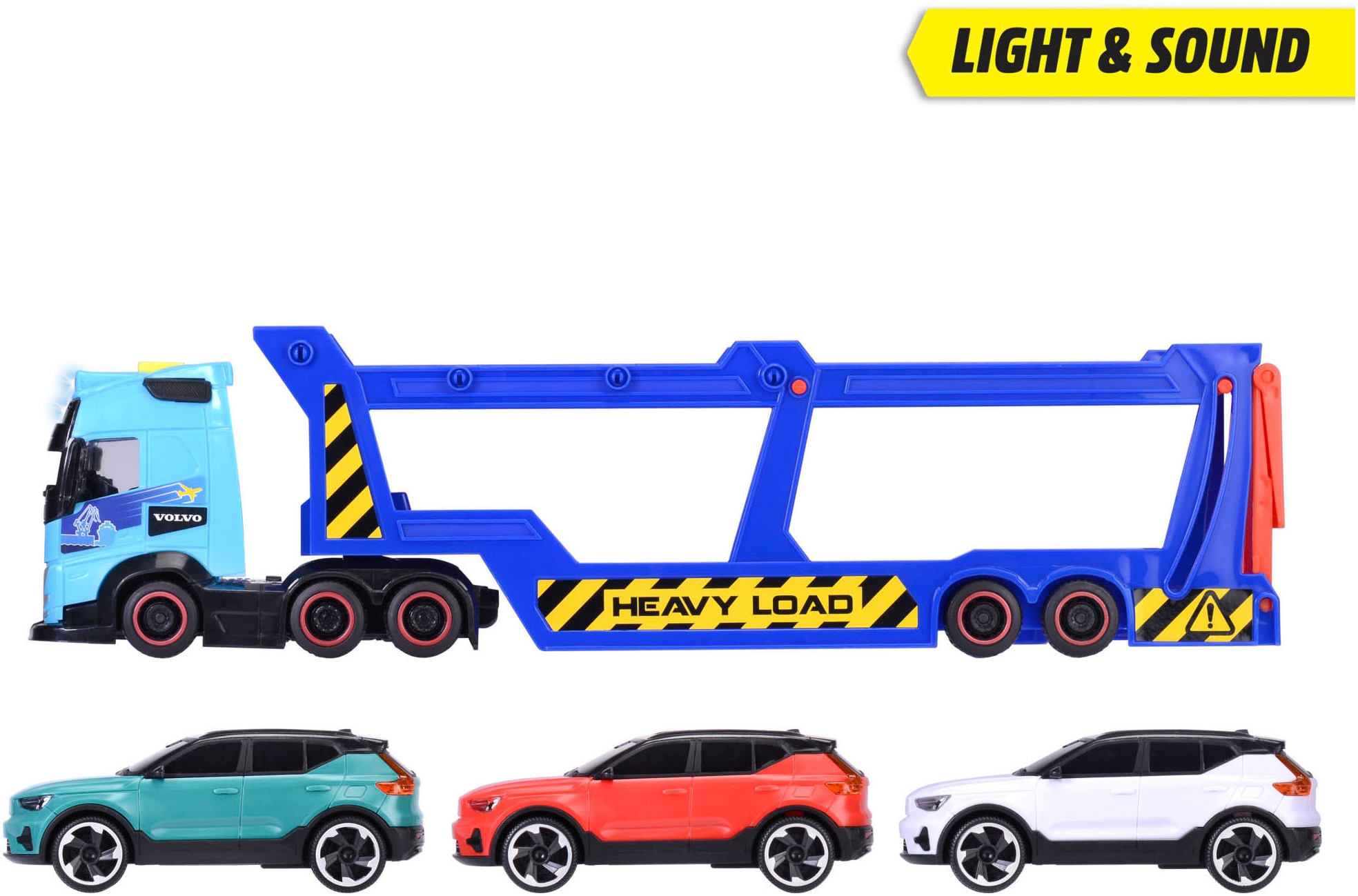 Dickie Toys Spielzeug-LKW »Volvo Auto-Transporter FH 16«, mit Licht und Sound; inkl. 3 Volvo Fahrzeugen