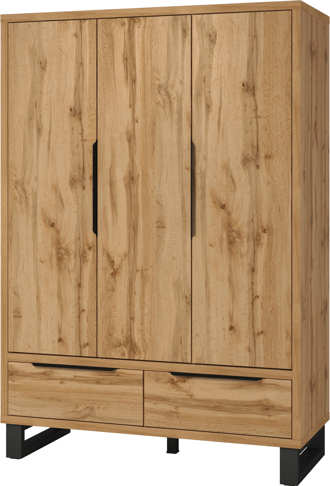 Home affaire Drehtürenschrank "Bronne,Breite 145 cm, Kleiderschrank inclusive Innenausstattung" Kleiderschrank, 2 Schubladen, Metallgriffe, Garderobe