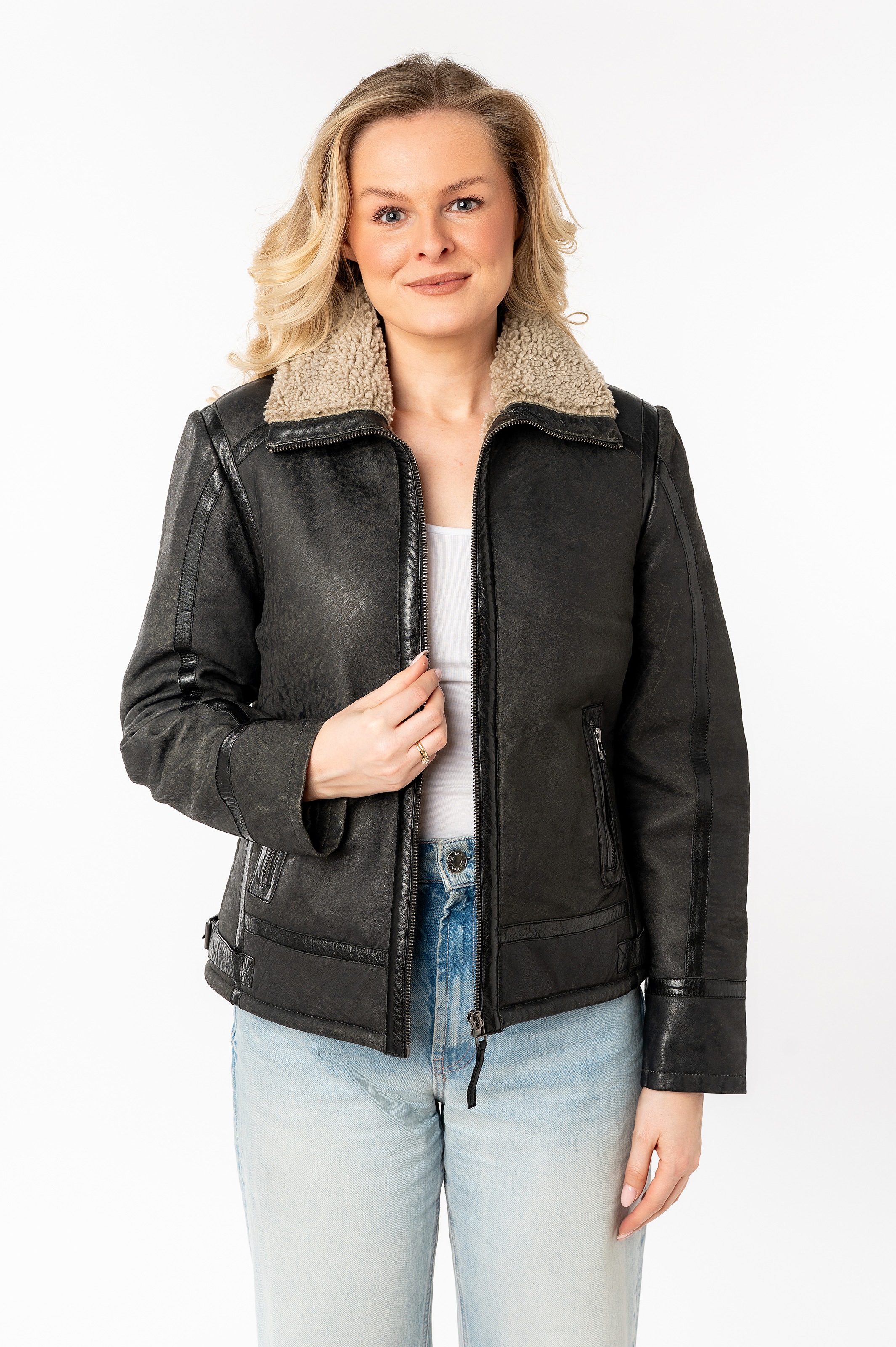 Image of Mauritius Lederjacke "MWIske" mit Umlegekragen