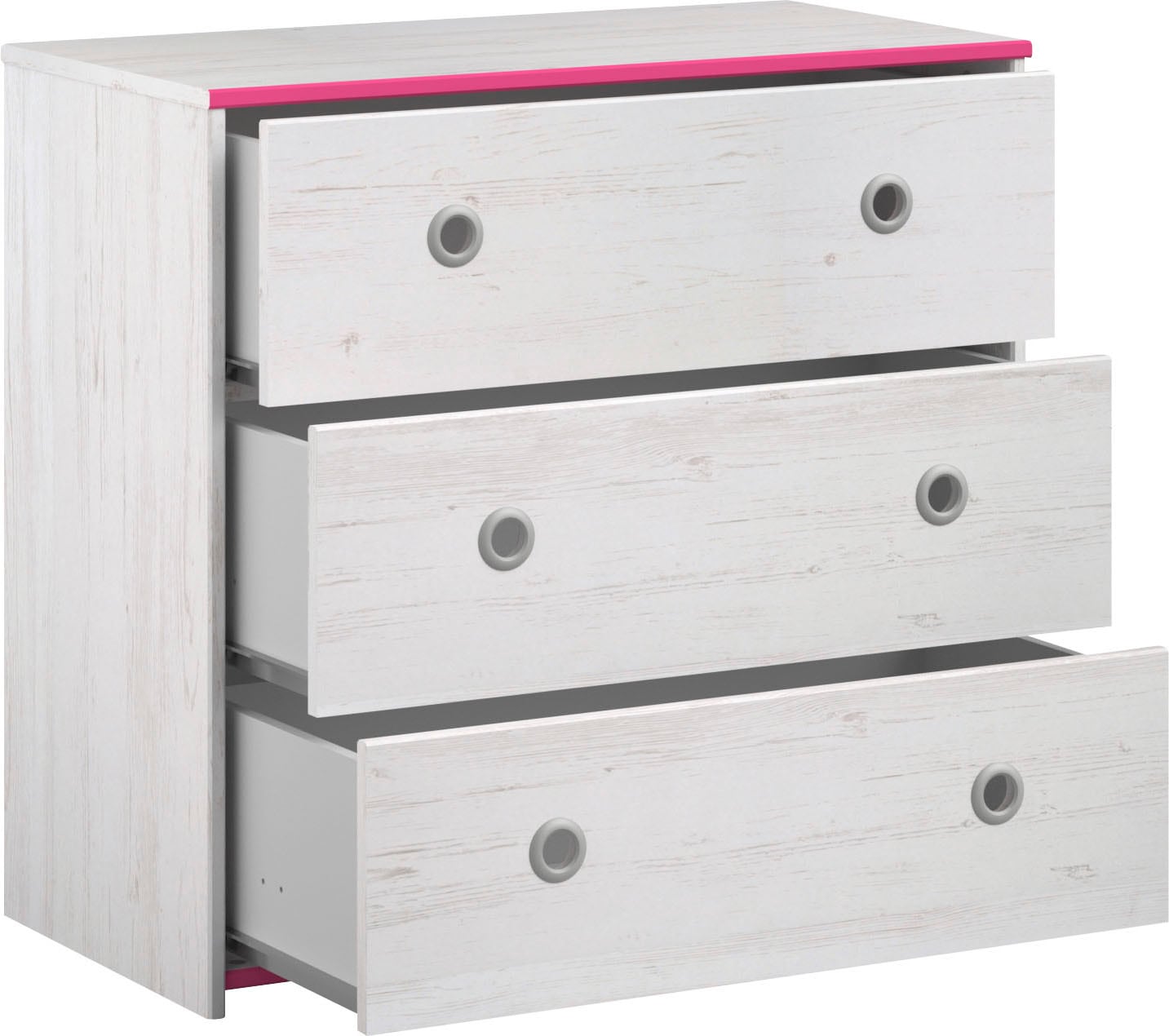 Parisot Jugendzimmer-Set »Smoozy«, (Set, 3 tlg., Hochbett mit Schreibtisch, Kleiderschrank und Schubkastenkommode)
