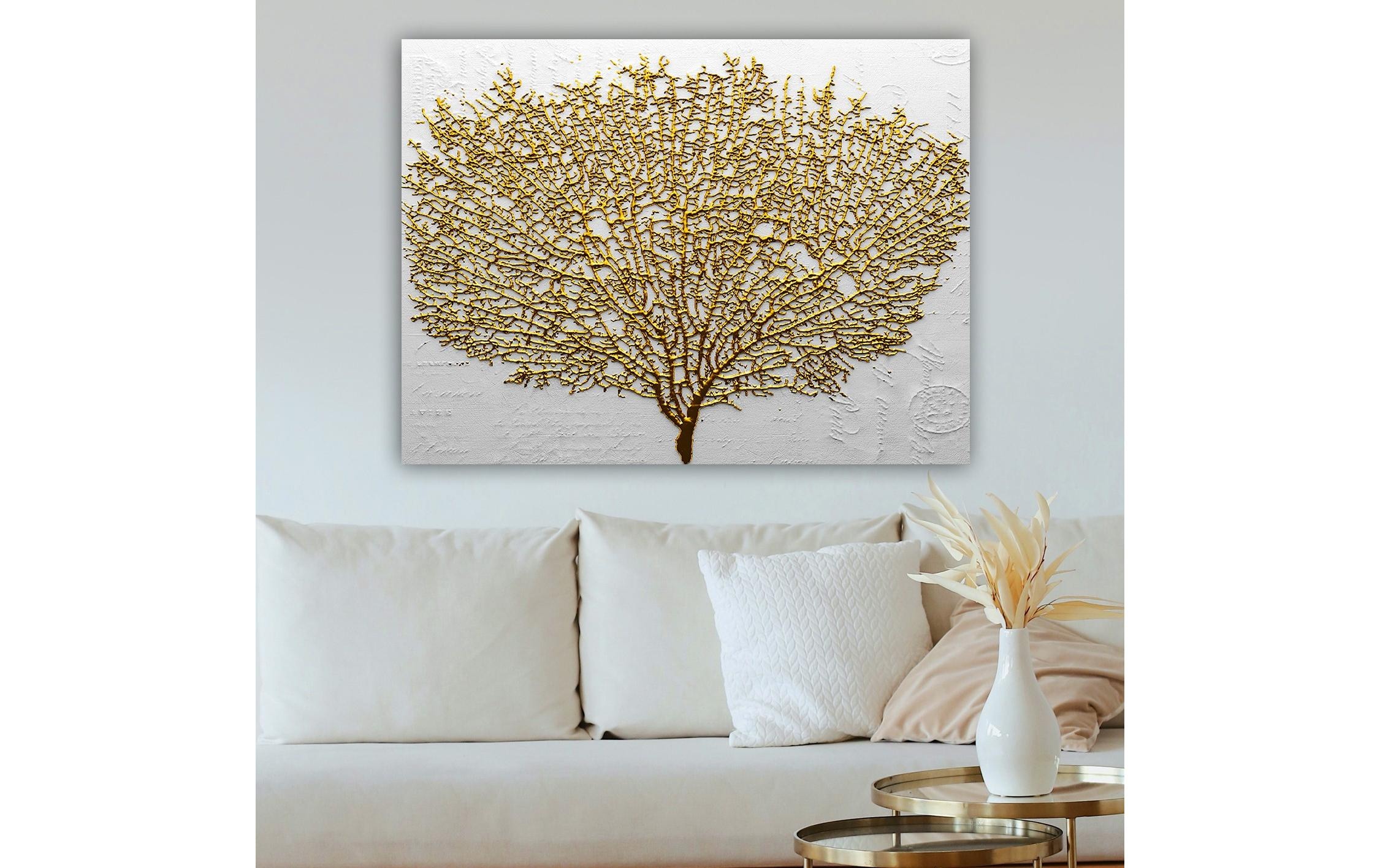 Wandbild »Wallxpert Goldfarbenen Tree 70 x 100 cm«