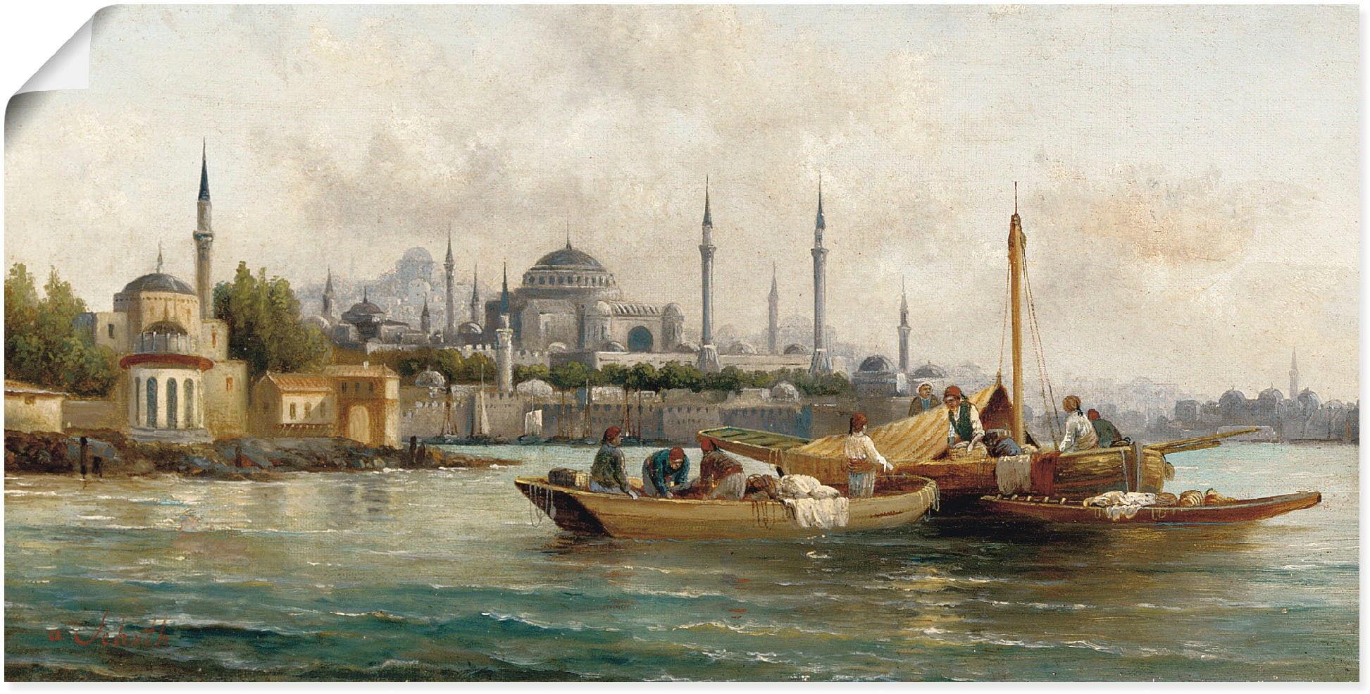 Artland Wandbild »Handelsschiffe vor Hagia Sophia«, Boote & Schiffe, (1 St.), als Leinwandbild, Poster, Wandaufkleber in verschied. Grössen
