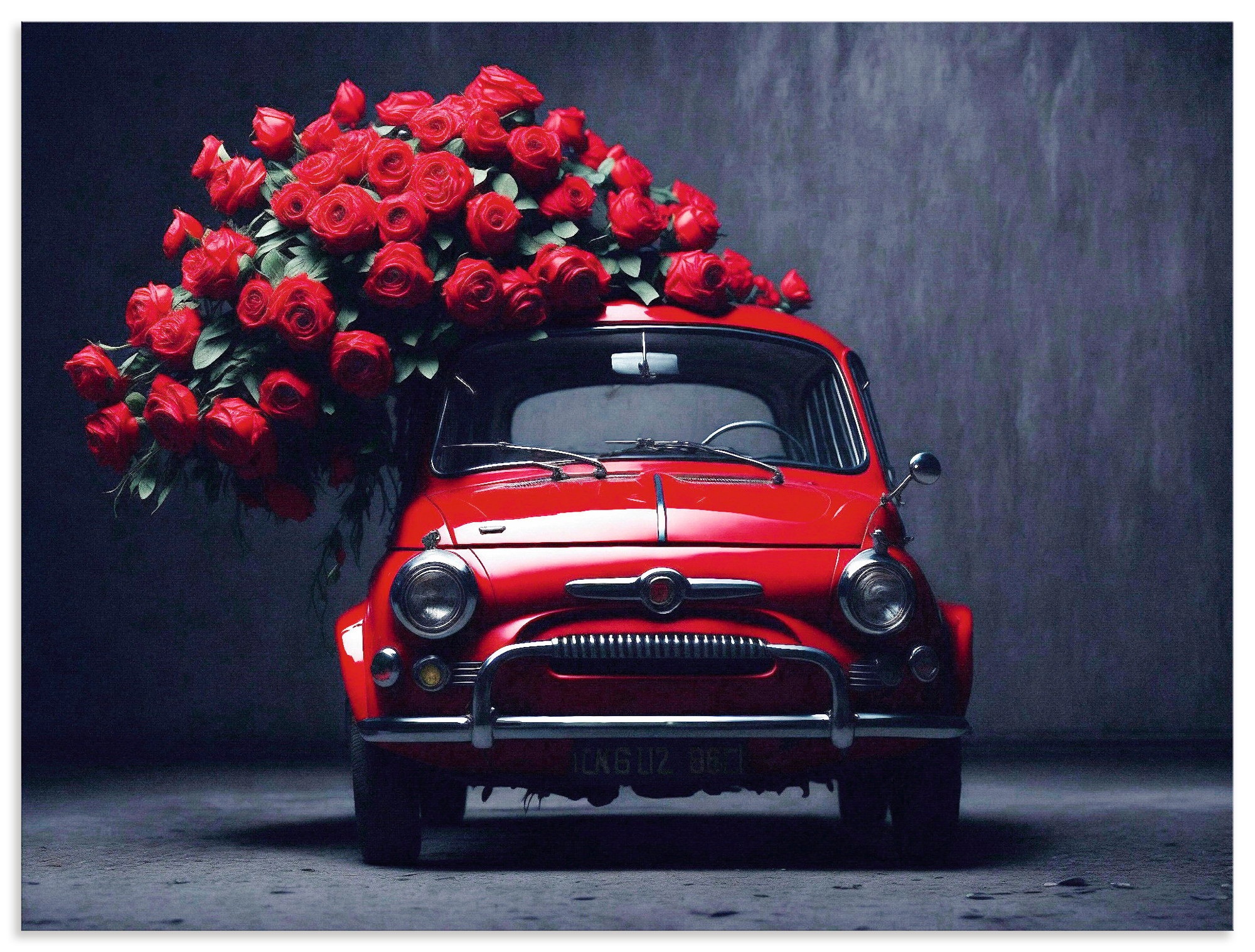 Image of Artland Wandbild "Rote Rosen für den kleinen Italiener" Auto 1 Stk. tlg. als Alubild, Leinwandbild, Poster, Wandaufkleber in verschied. Grössen