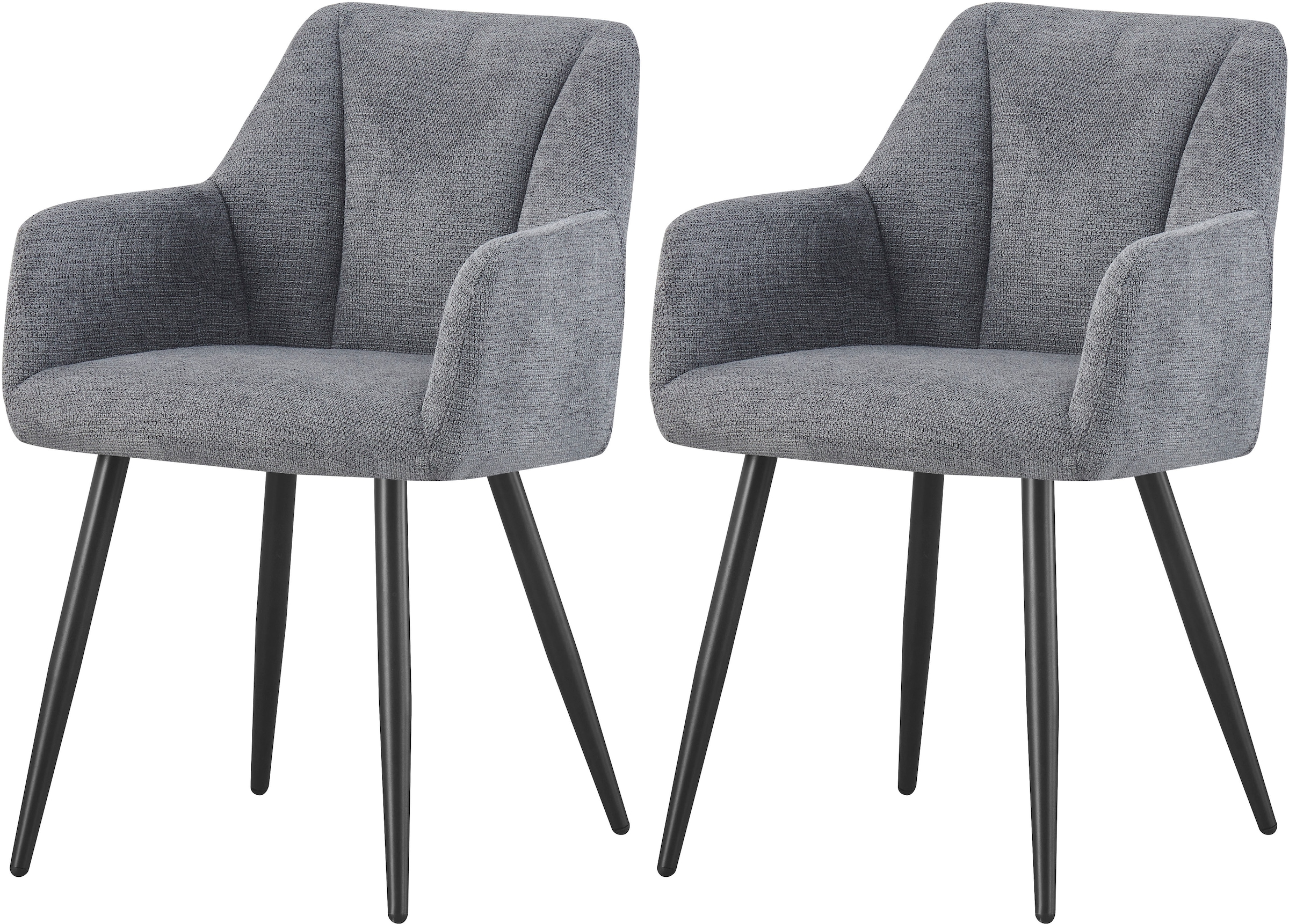 Image of Home affaire Esszimmerstuhl "MILTON, 2er Set, mit Metallgestell in matt schwarz" (Set) 2 Stk.in verschiedenen Farben, Belsatbarkeit pro Stuhl 120 kg, mit Griffloch