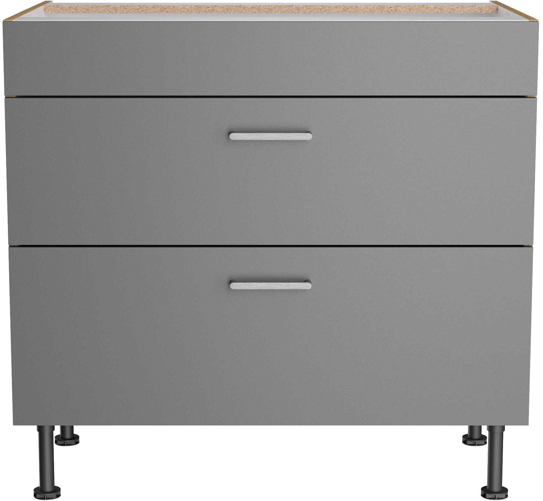 KOCHSTATION Armoire d'encastrement pour table de cuisson »KS-Lucy« Breite 90 cm, mit 2 Auszügen, Soft-Close, höhenverstellbare Füsse