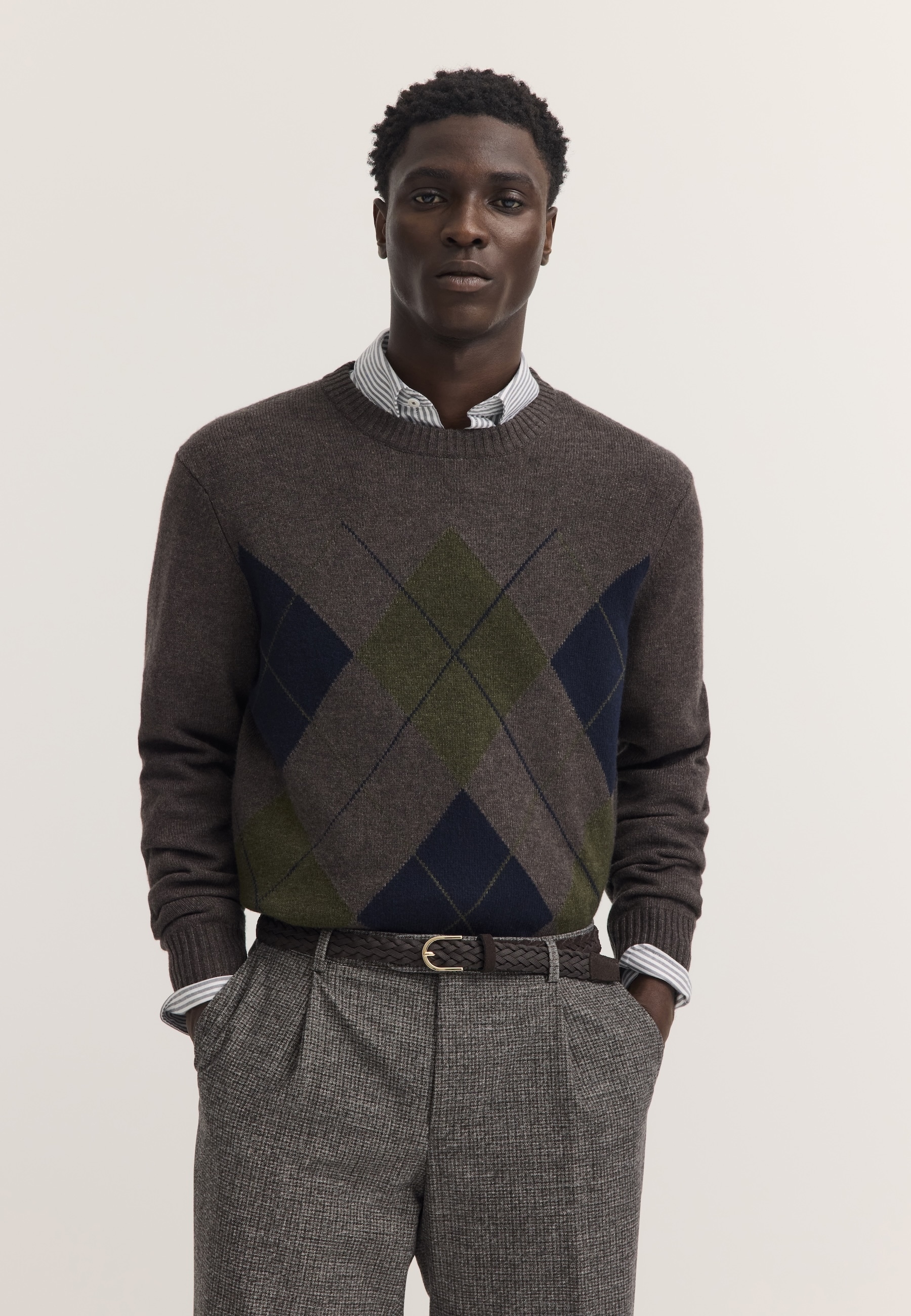 Image of bugatti Rundhalspullover "Regular Fit" Regular Fit Wollmix Mouline