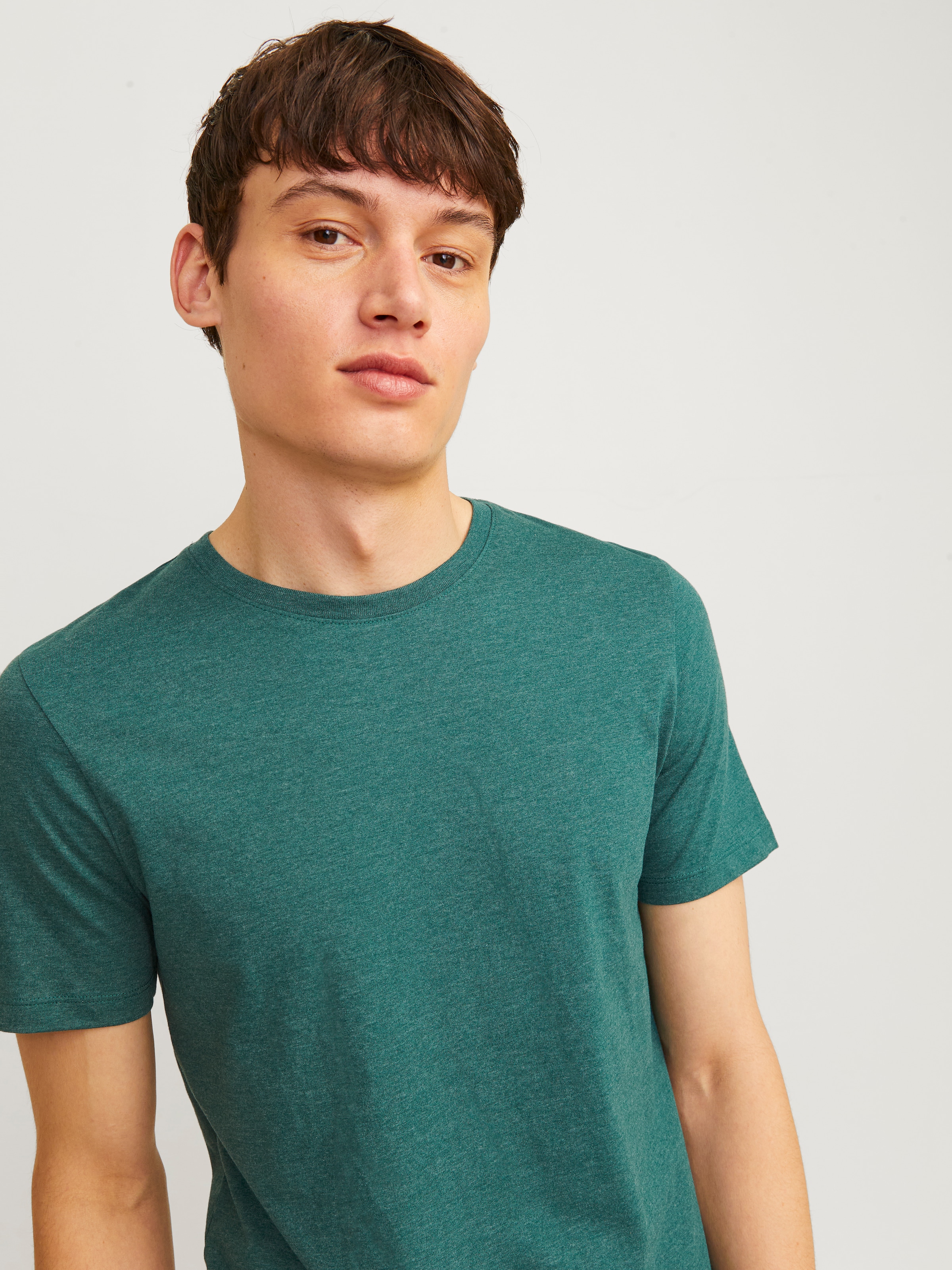 Jack & Jones Shirt à col rond »JJEORGANIC MELANGE TEE SS O-NECK NOOS« mélange coton, coupe régulière