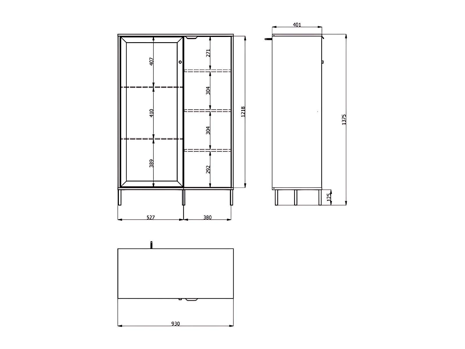 Home affaire Highboard »Mayenne Sideboard, Stauraumschrank, Anrichte, Hochschrank, Breite 93cm« Holztür mit Rillen-Optik, Glastür, Modernes Design