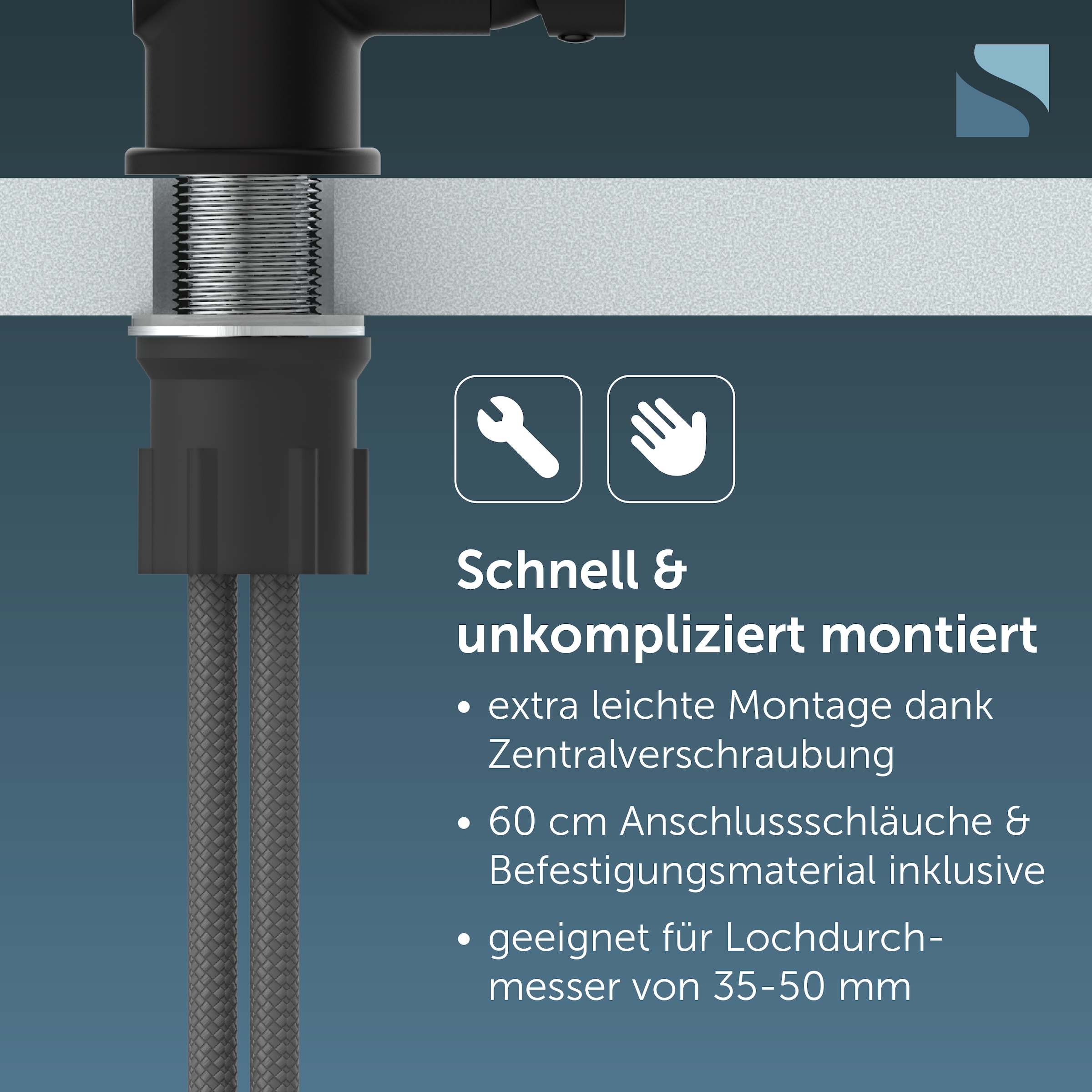 Schütte Robinet d'évier »YORK« Robinet de cuisine, pivotant à 360°, buse mélangeuse de marque