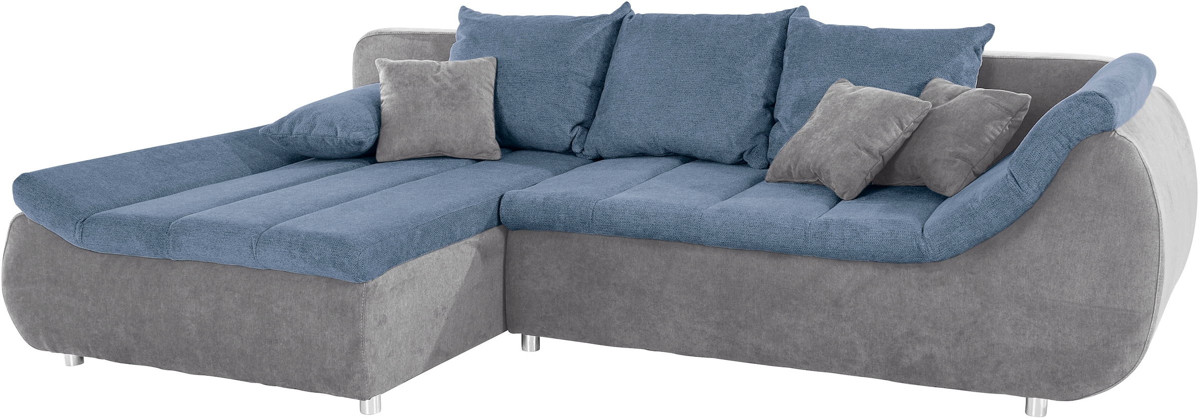 INOSIGN Ecksofa »Imola, elegant und modern, aktuelle Steppung im Sitz, bequem, L-Form«, frei im Raum stellbar, wahlweise mit Bettfunktion und Bettkasten