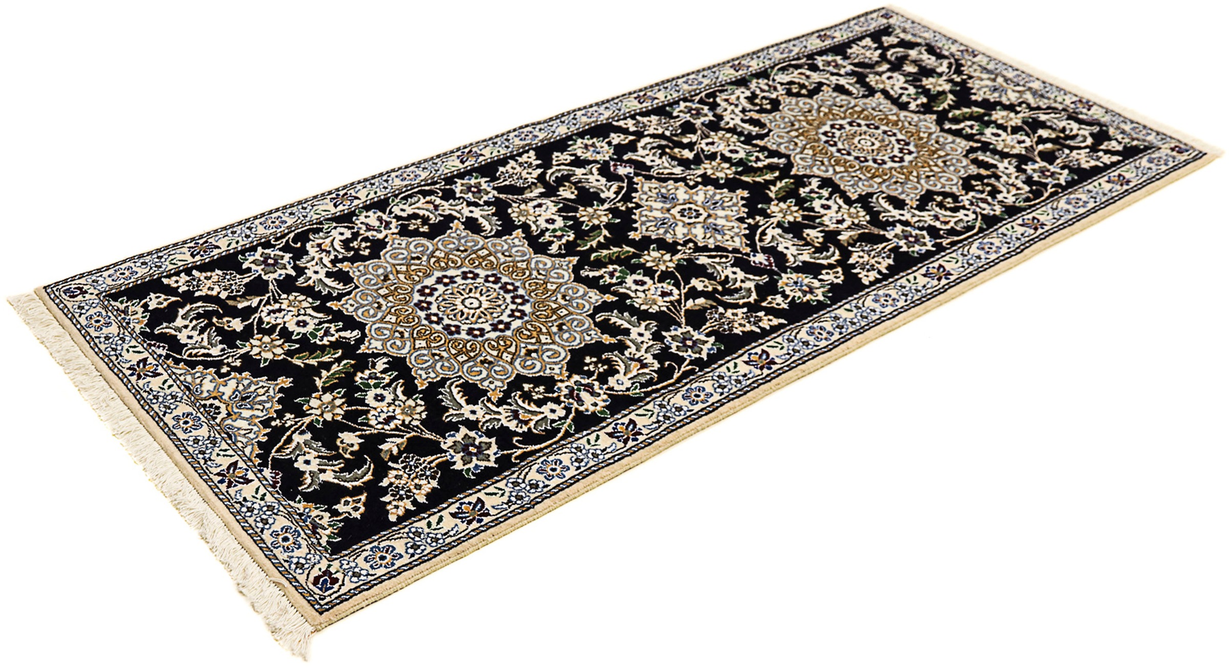 Image of morgenland Orientteppich »Perser - Nain - Royal - 195 x 84 cm - dunkelblau«, rechteckig, 10 mm Höhe, Wohnzimmer, Handgeknüpft, Einzelstück mit Zertifikat bei Ackermann Versand Schweiz