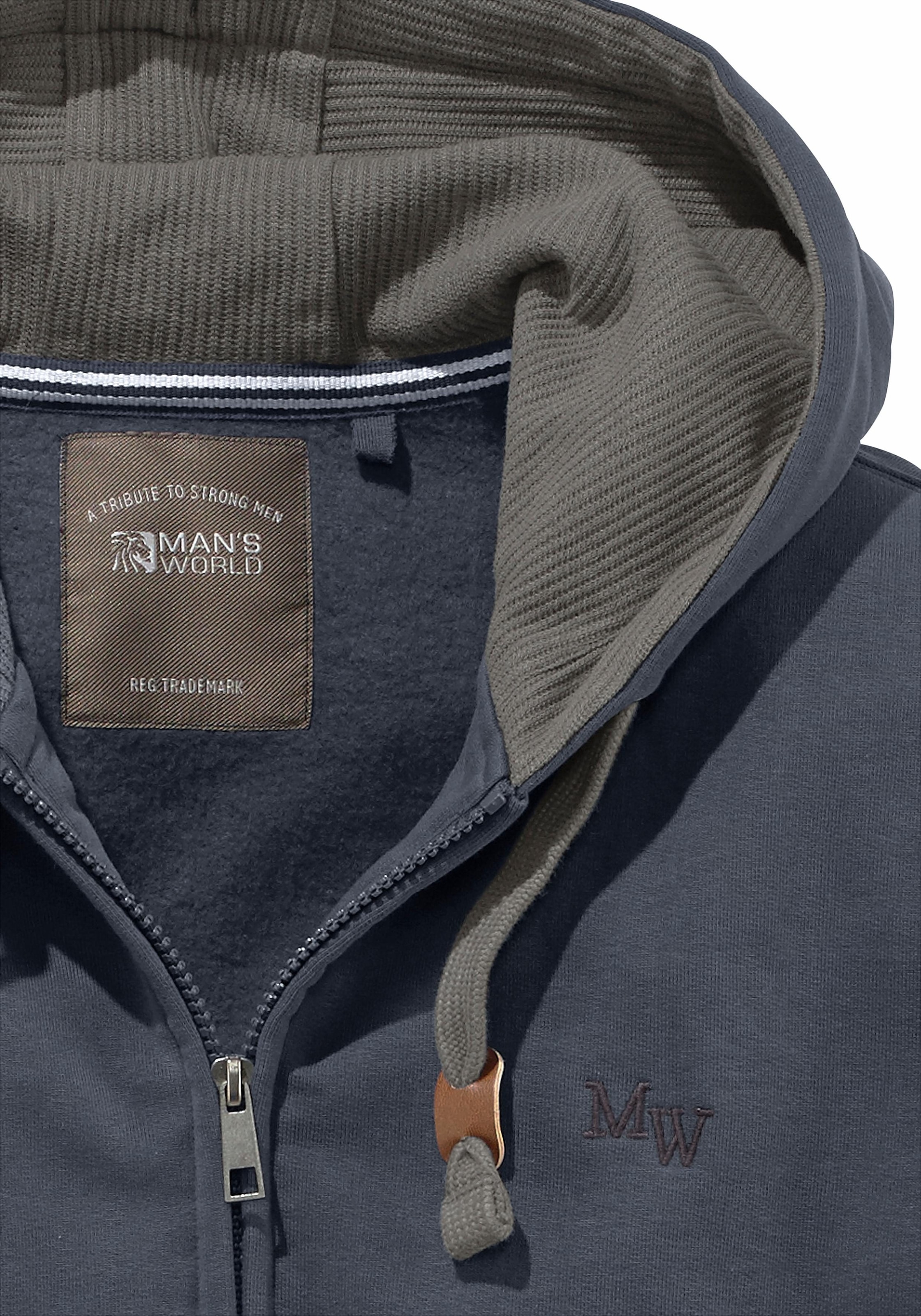 Man's World Kapuzensweatjacke, mit kontrastfarbigem Innenfutter