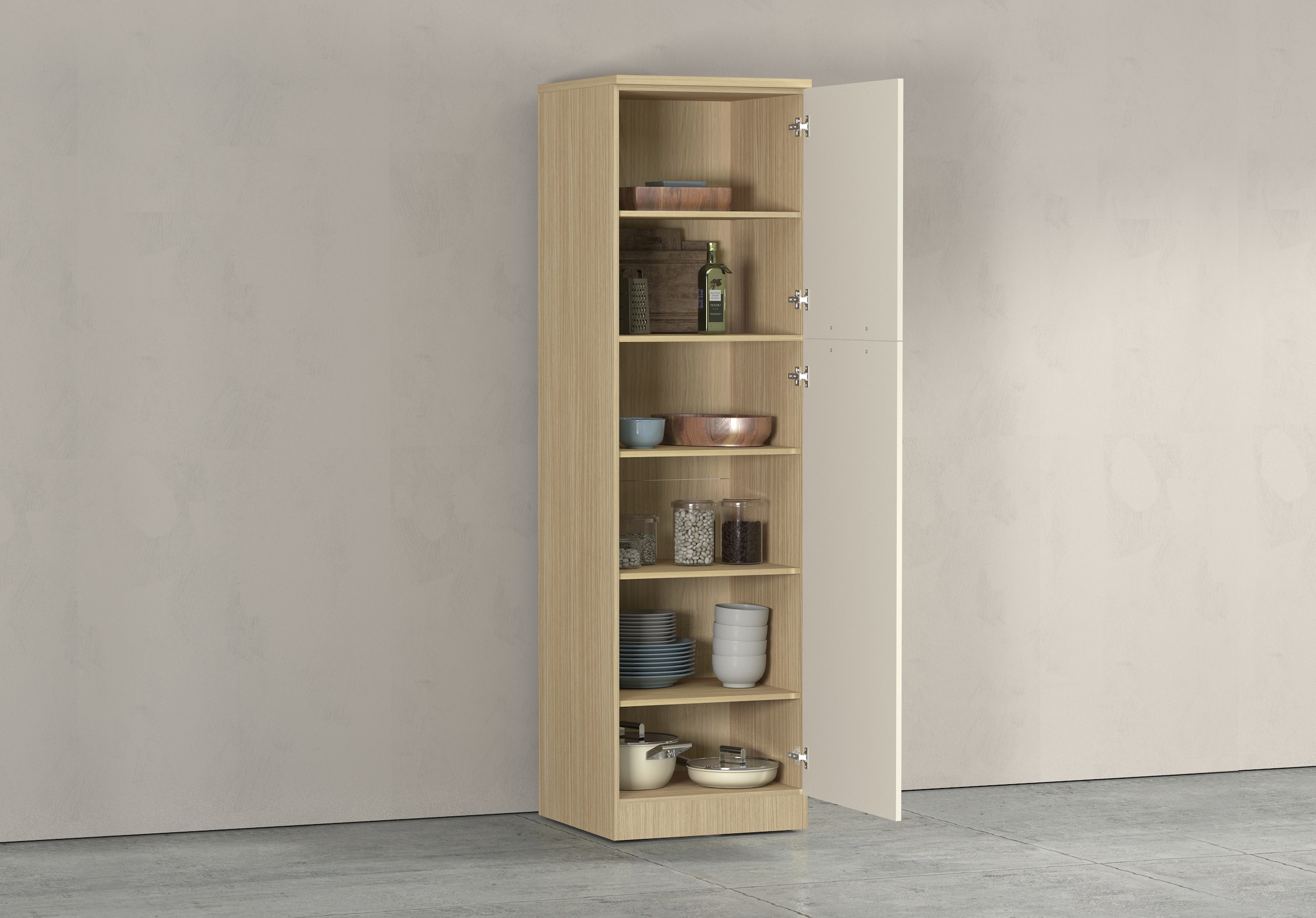 KOCHSTATION Armoire à provisions »Luna, Hochschrank, Küchenvorratsschrank, Speiseschrank, Made in Italy« B/T/H: 60×60×214,5 cm, mit 6 grosszügigen Fächern