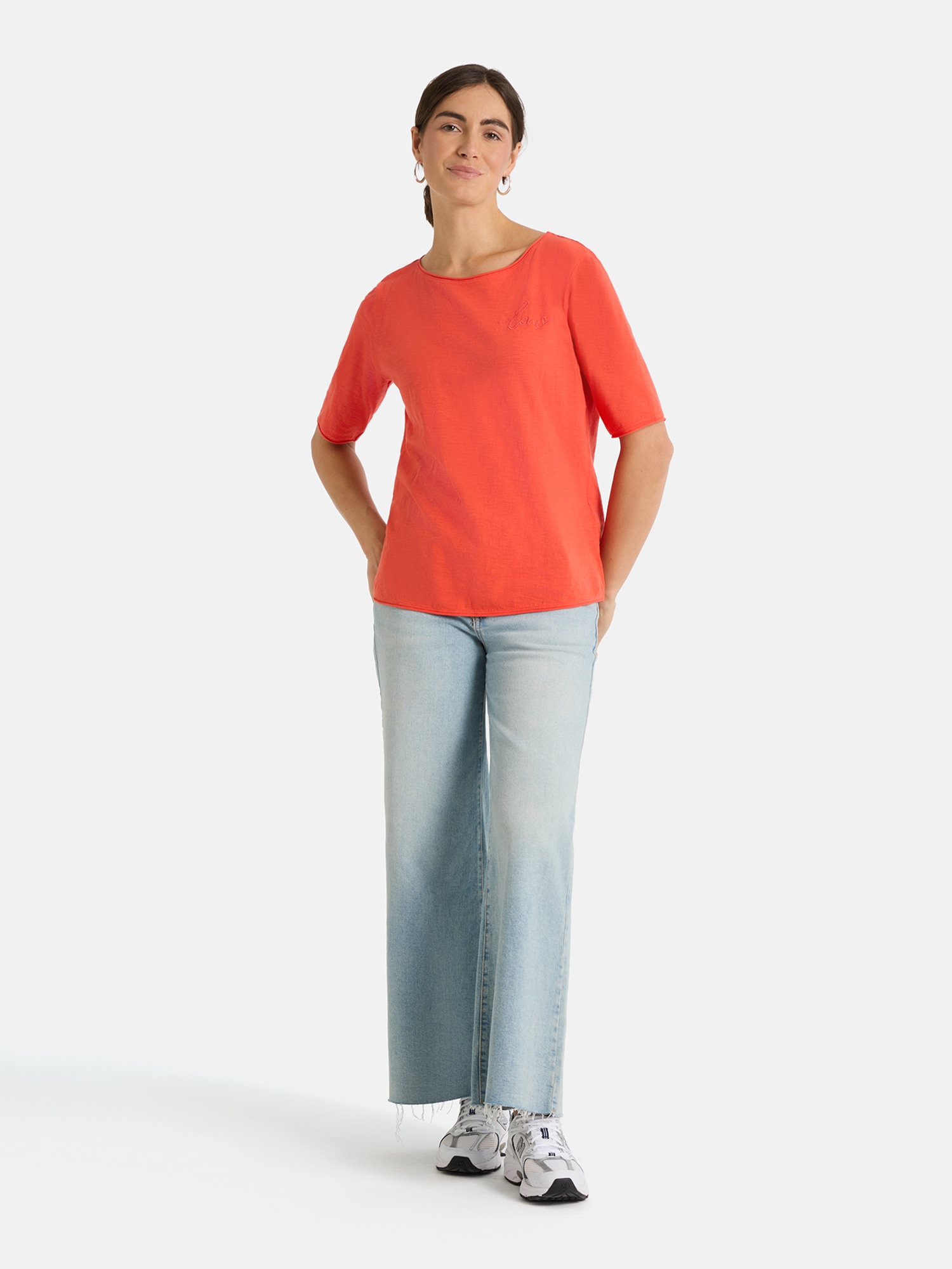 Lieblingsstück Shirt à col rond »CandiceEP« mit Statement-Stickerei und im Batik-Look