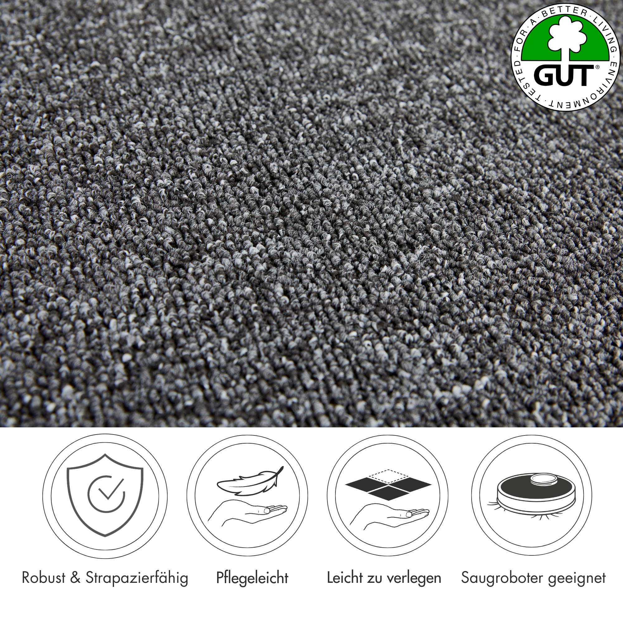 Andiamo Moquette »Luton, Feinschlinge, Gesamthöhe 6 mm, Made in Netherlands« Rectangulaire meliert, Breite 400 cm oder 500 cm, strapazierfähig & pflegeleicht