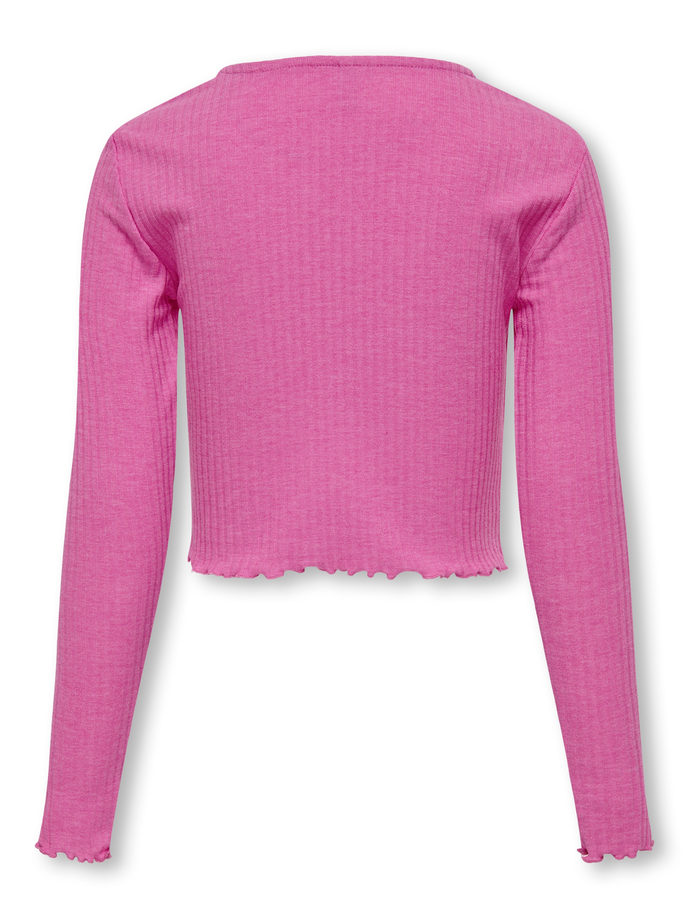 KIDS ONLY Langarmshirt »KOGNELLA L/S O-NECK TOP JRS NOOS«, in kurzer Form und mit süssen Wellenkanten am Saum