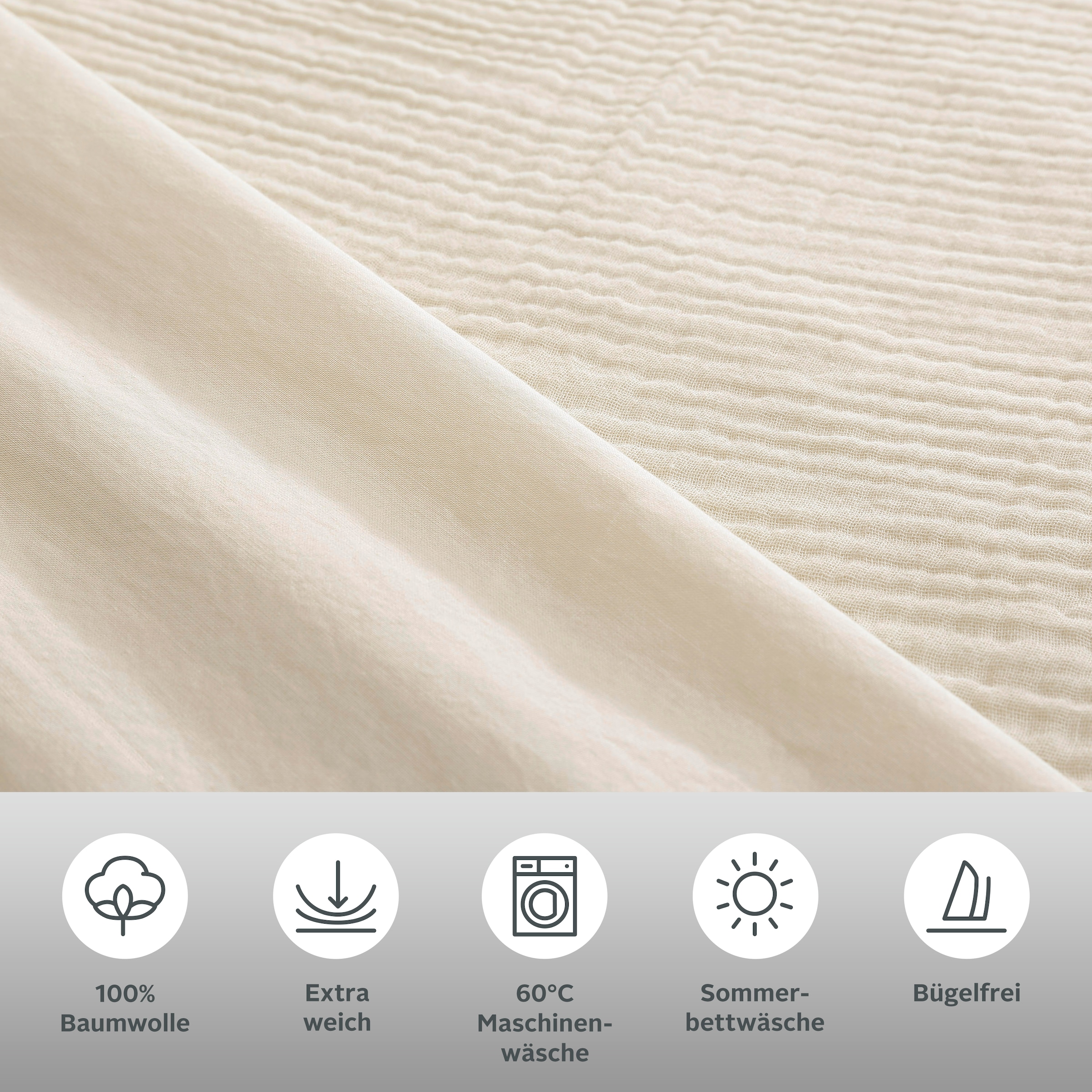 GOODproduct Linge de lit réversible »Sari3« 2 NEUHEIT: aus 100% Baumwolle in weichem Musselin, Rückseite Renforcé