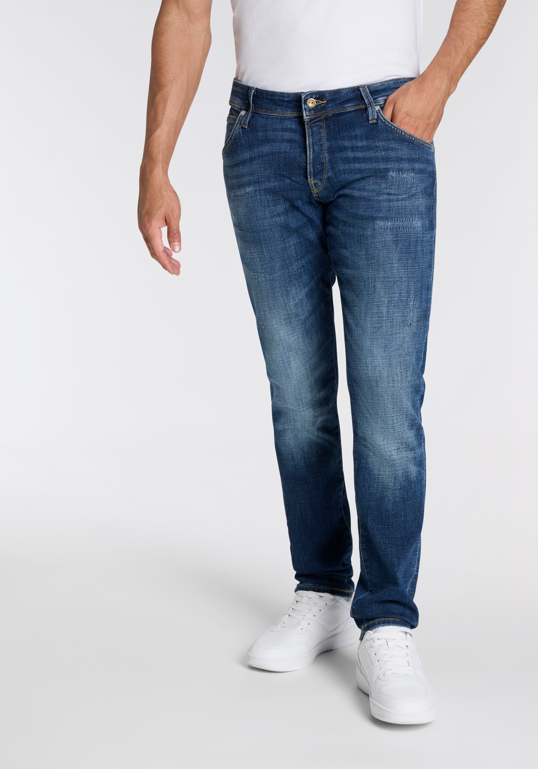 Jack & Jones Slim-fit-Jeans »JJIGLENN – Slim-Fit-Jeans mit niedriger Leibhöhe« Used, modisch, slim fit, Denim/Jeans