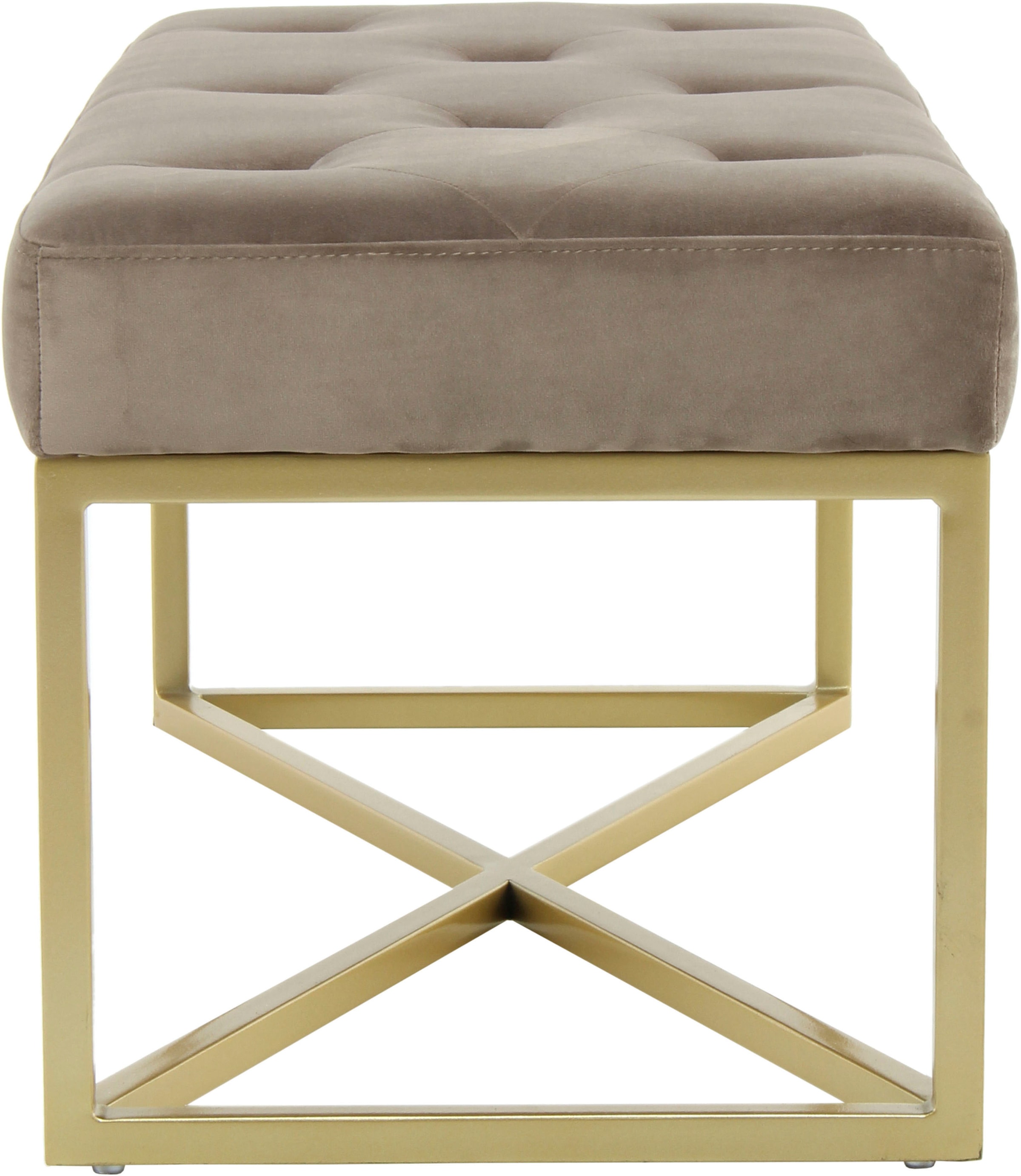 Kayoom Banc à tabouret »Cameron 125, glamouröses Design, glänzenden Metallfüssen, in Samt-Look« 1 cuis tlg. bequem, elegant, mit Zierknöpfen, Gold-coated Eisengestell