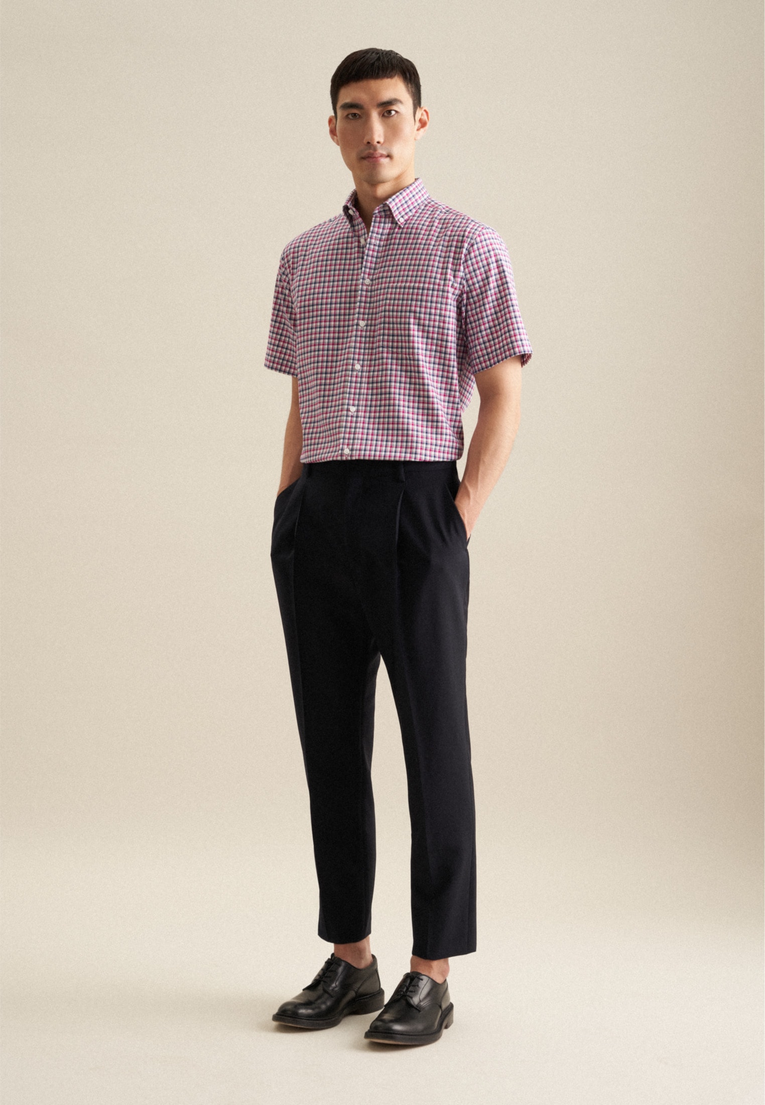 seidensticker Chemise d'affaires »Regular« Regular 1/2 Button-Down-Kragen Karo