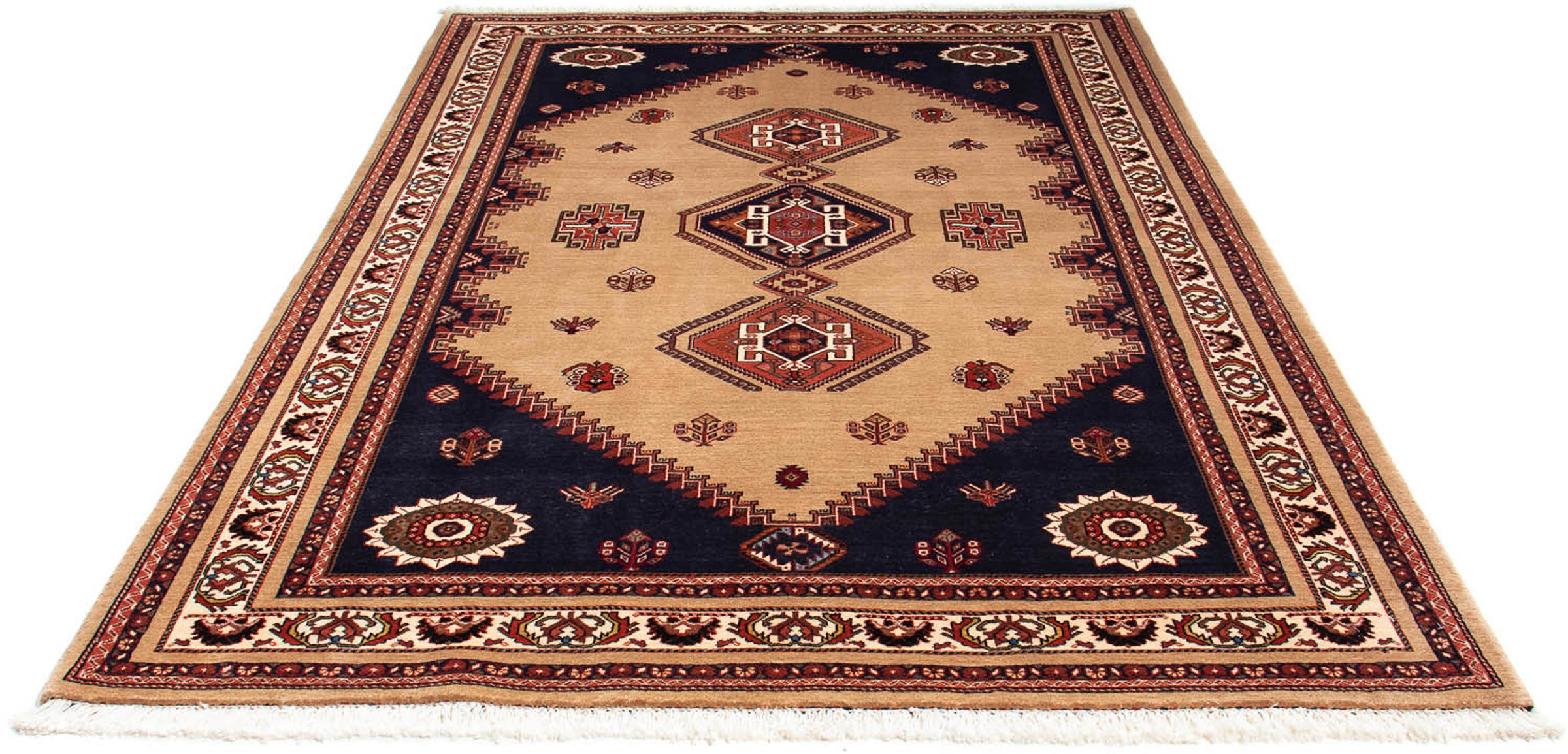 Image of morgenland Orientteppich »Perser - Nomadic - 246 x 174 cm - hellbraun«, rechteckig, 10 mm Höhe, Wohnzimmer, Handgeknüpft, Einzelstück mit Zertifikat bei Ackermann Versand Schweiz