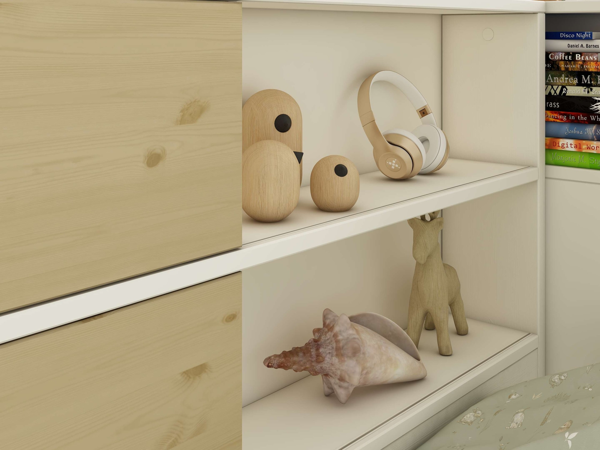 Home affaire Stauraumbett »Amance, Massivholz mit MDF, viel Stauraum, ideal für kleine Räume«, (Aussenmasse B/T/H: 110,2/220,1/106,9 cm), FSC® zertifiziert, inklusive Lattenrost, Made in EU