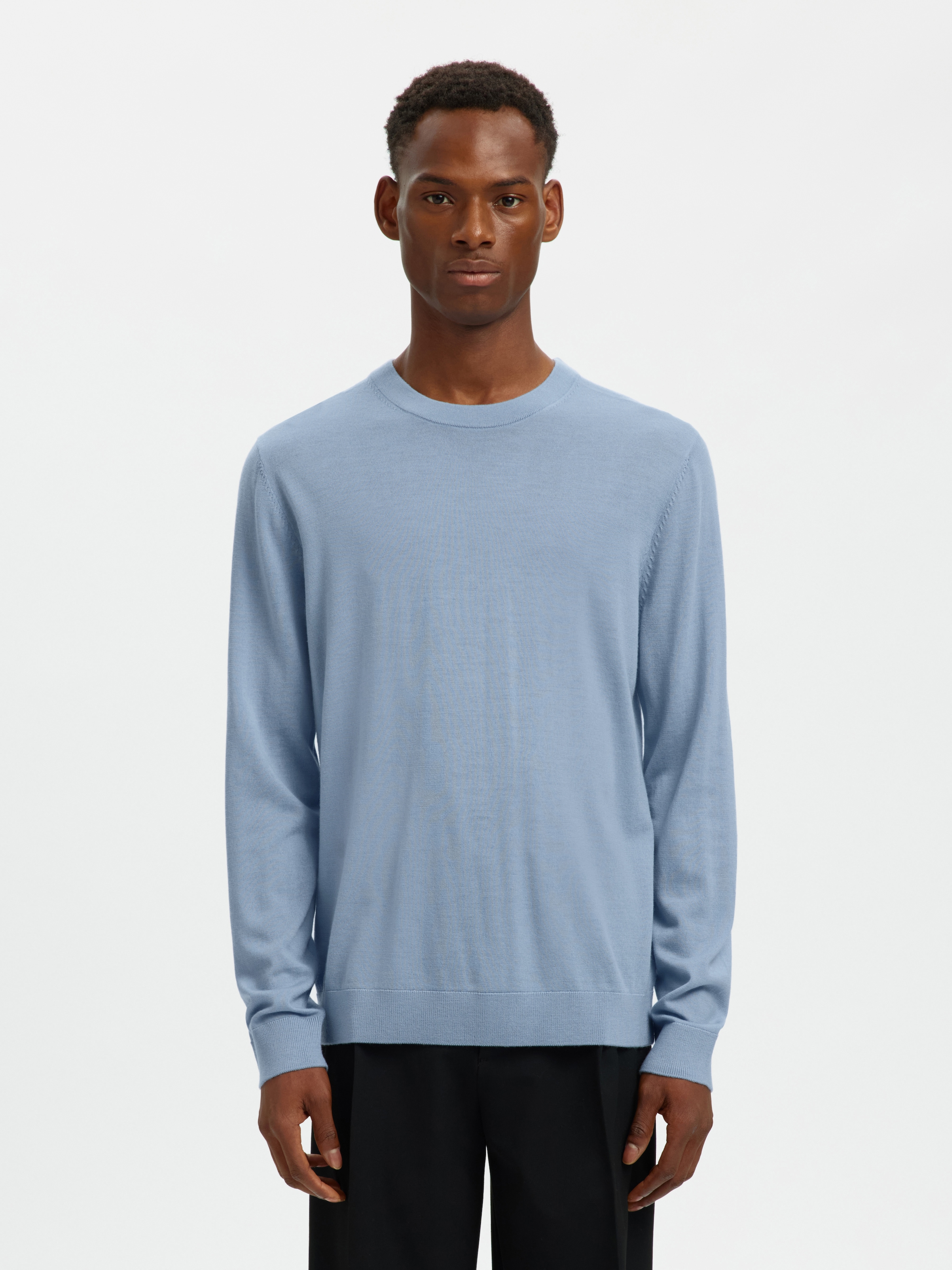 Image of SELECTED Strickpullover "SLHTRAY LS KNIT MERINO CREW NECK NOOS" Wolle, regular fit