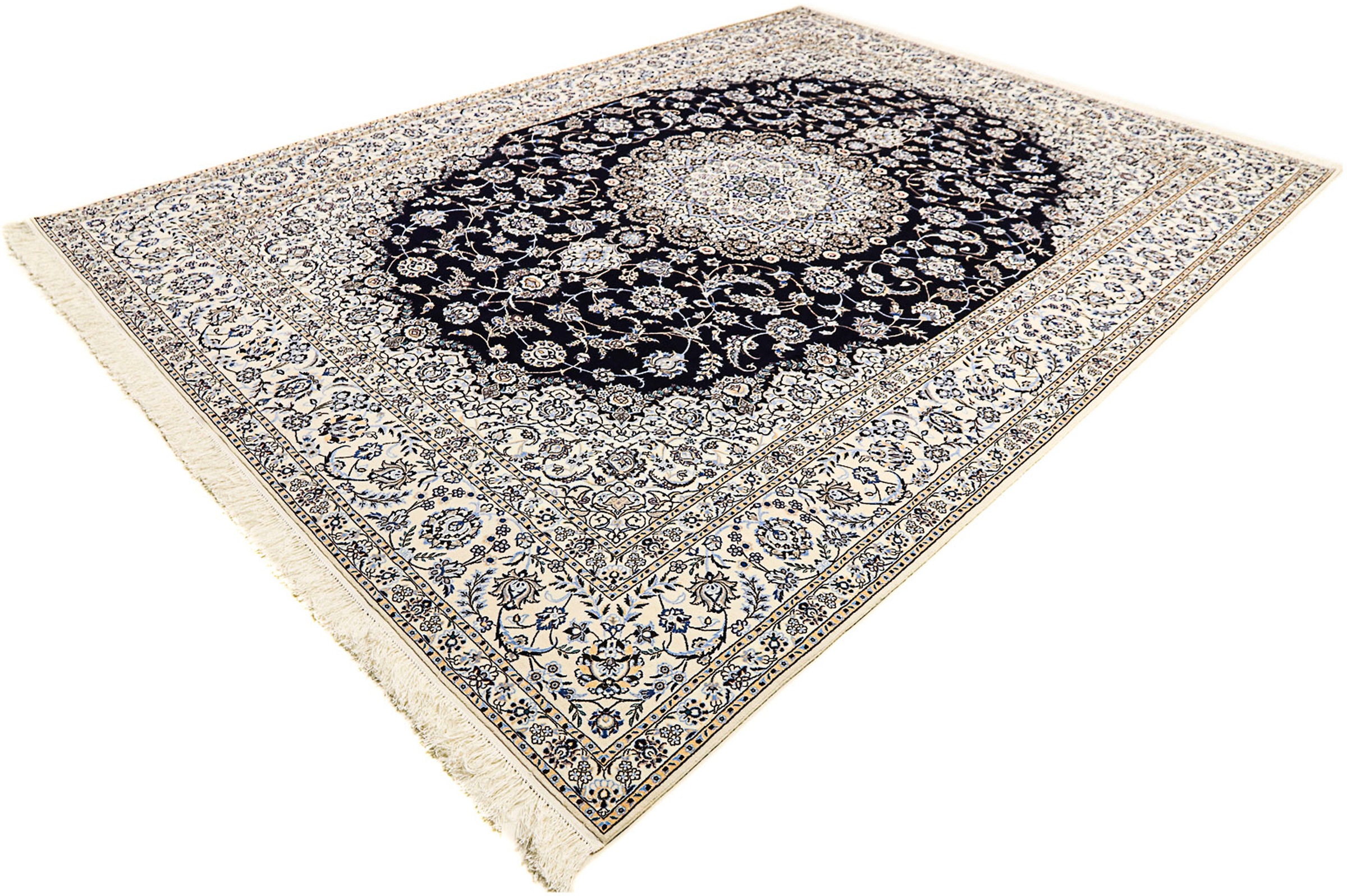 Image of morgenland Orientteppich »Perser - Nain - Premium - 360 x 250 cm - dunkelblau«, rechteckig, 6 mm Höhe, Wohnzimmer, Handgeknüpft, Einzelstück mit Zertifikat bei Ackermann Versand Schweiz
