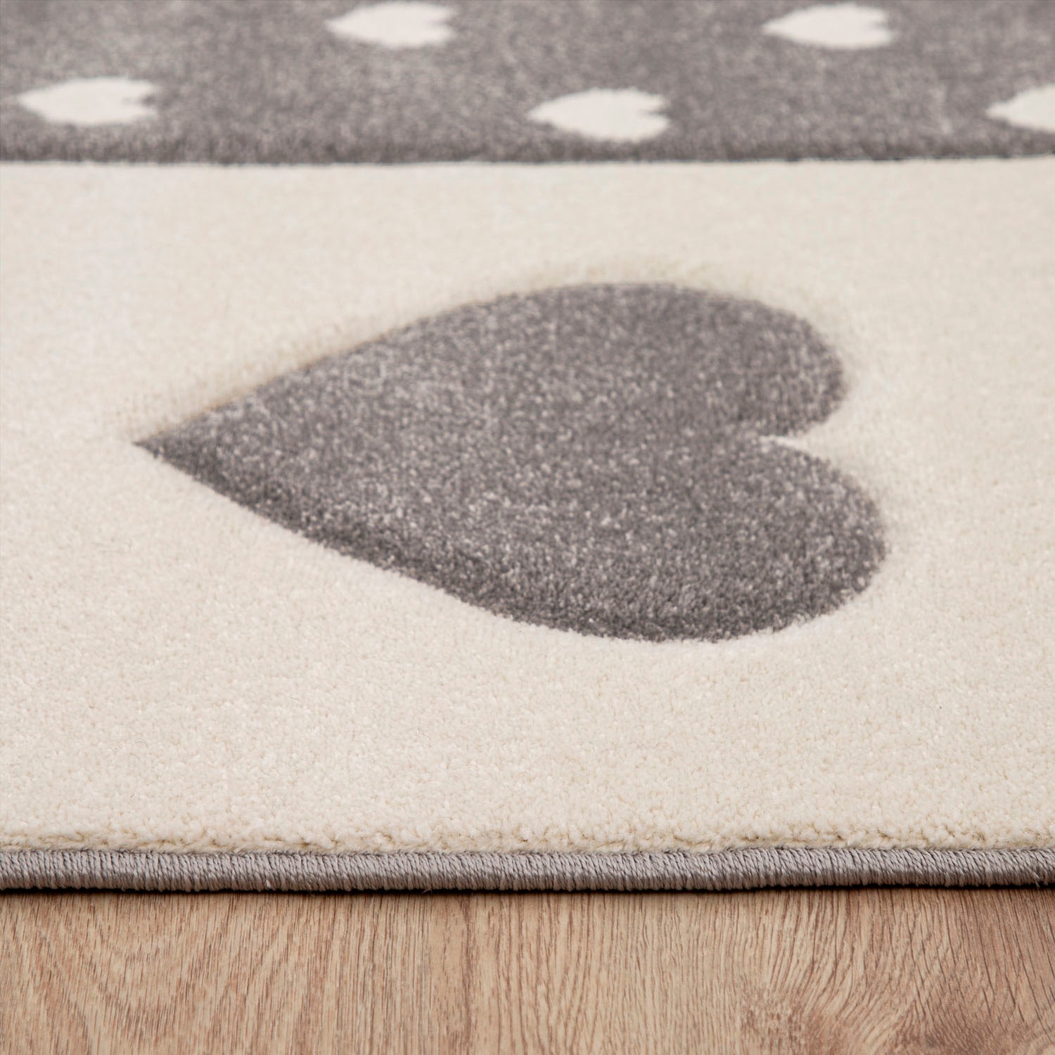Paco Home Kinderteppich »Cosmo 339«, rechteckig, 16 mm Höhe, Kurzflor, Pastell-Farben, 3D-Effekt, Motiv Herz, Punkte & Krone