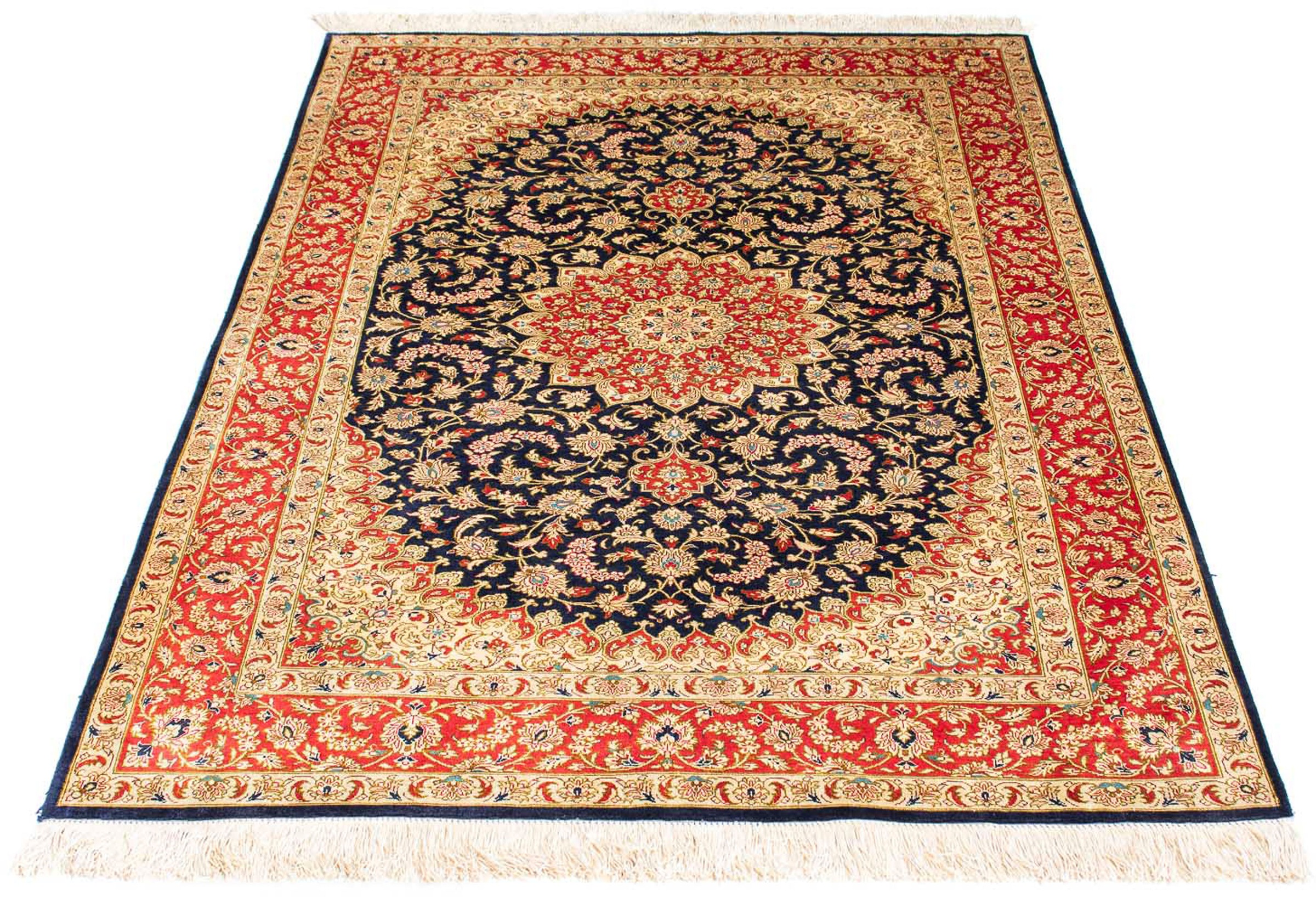 Image of morgenland Orientteppich »Perser - Ghom - 153 x 100 cm - dunkelblau«, rechteckig, 10 mm Höhe, Wohnzimmer, Handgeknüpft, Einzelstück mit Zertifikat bei Ackermann Versand Schweiz