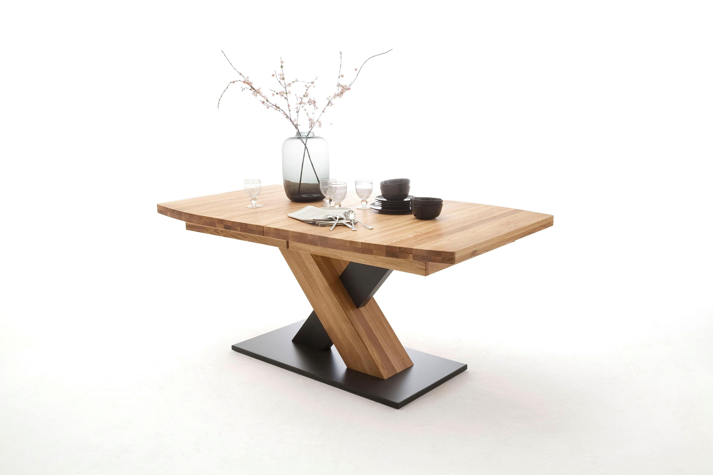 MCA furniture Esstisch »Mendoza«, Esstisch Bootsform mit X-Säule, ausziehbar