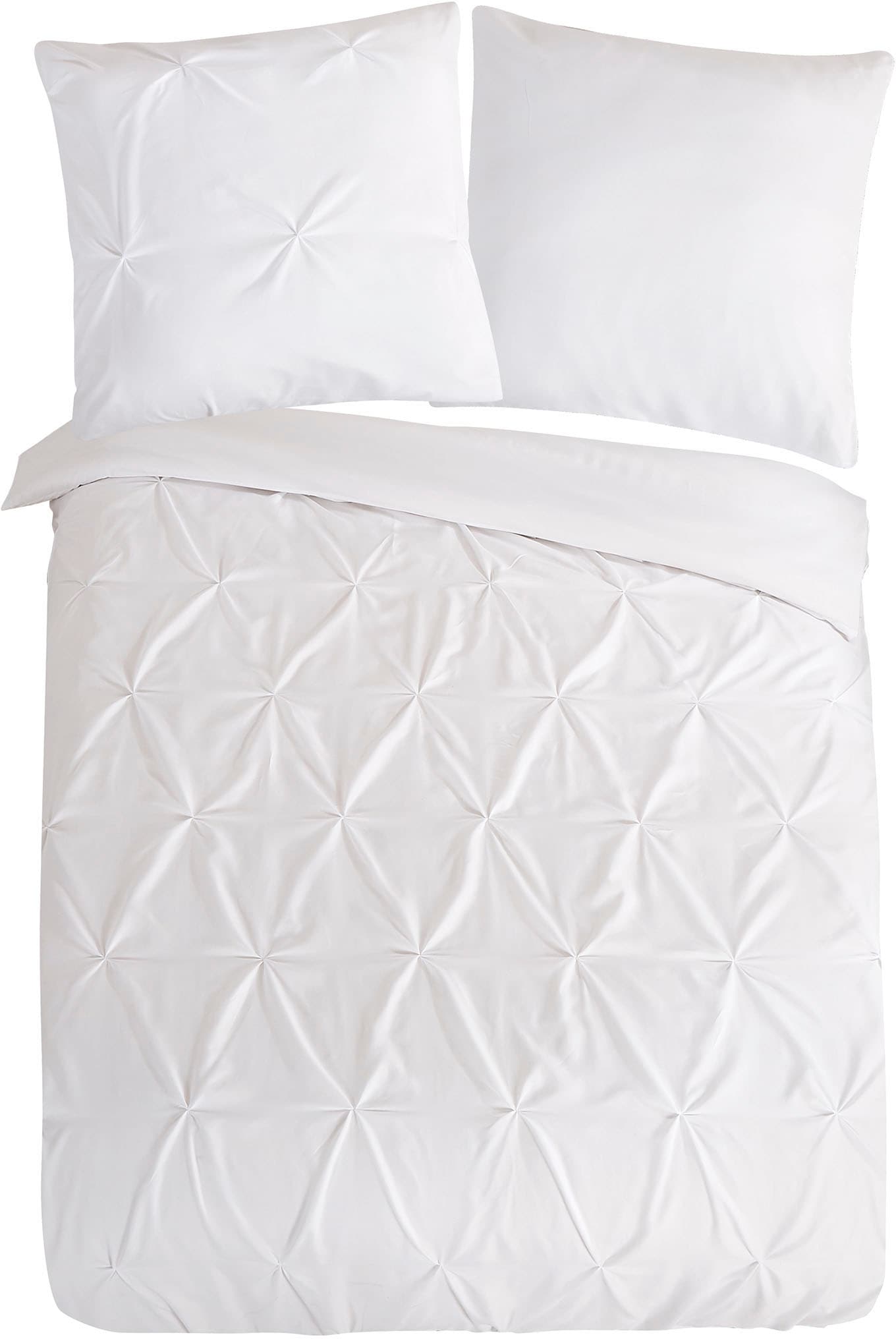 PURE luxury collection Bettwäsche »Elegance«, Mikrofaser, Uni, Stickerei, luxuriöse Falten, Reissverschluss, Grün