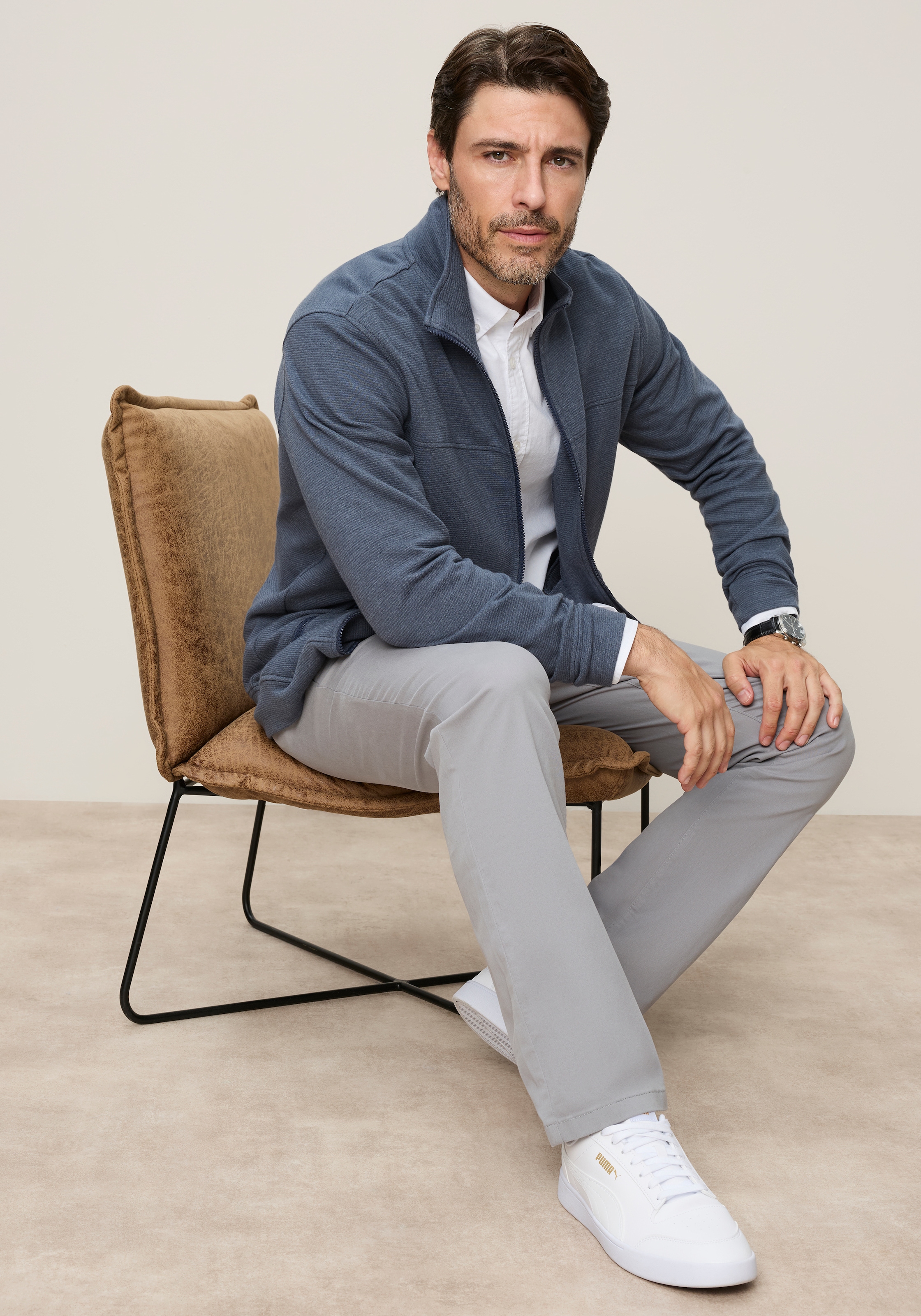 Man's World Veste sweat avec col montant, manches longues