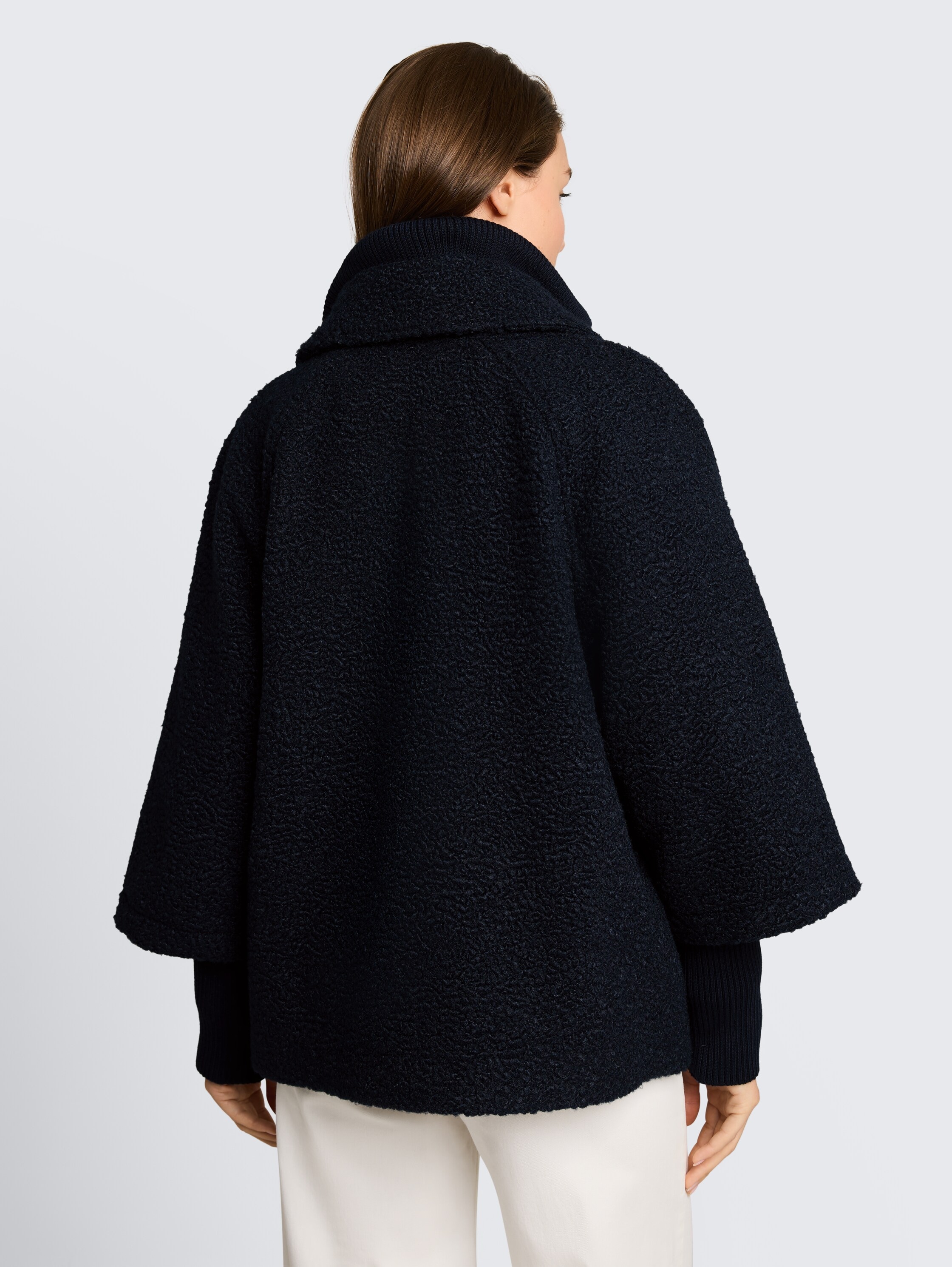 TOM TAILOR Veste en fausse fourrure »Regular« sans capuche avec col revers, col montant intégré et patte de boutonnage