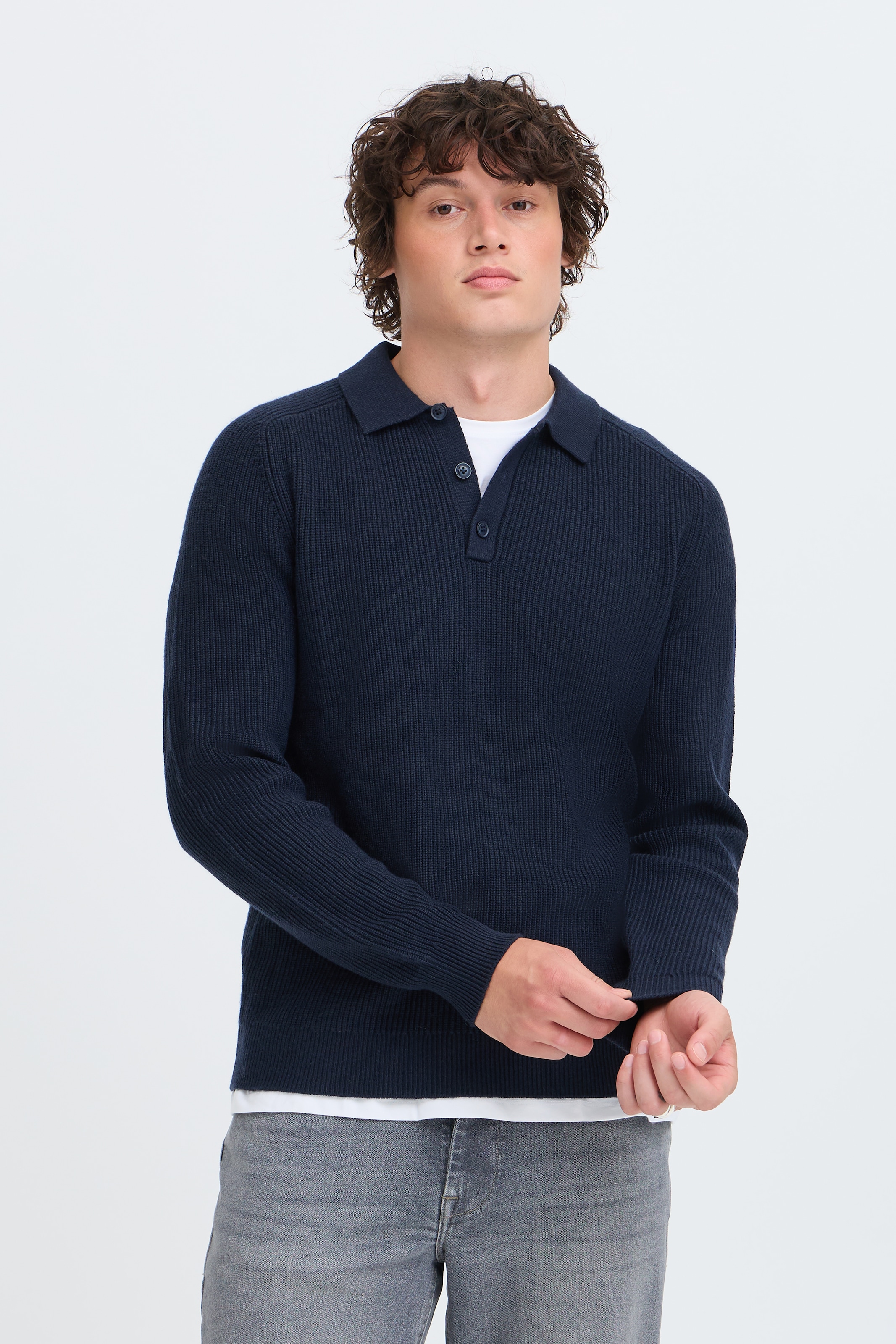 Image of Blend Rundhalspullover "BHBOS KNIT" Materialmix, regular fit