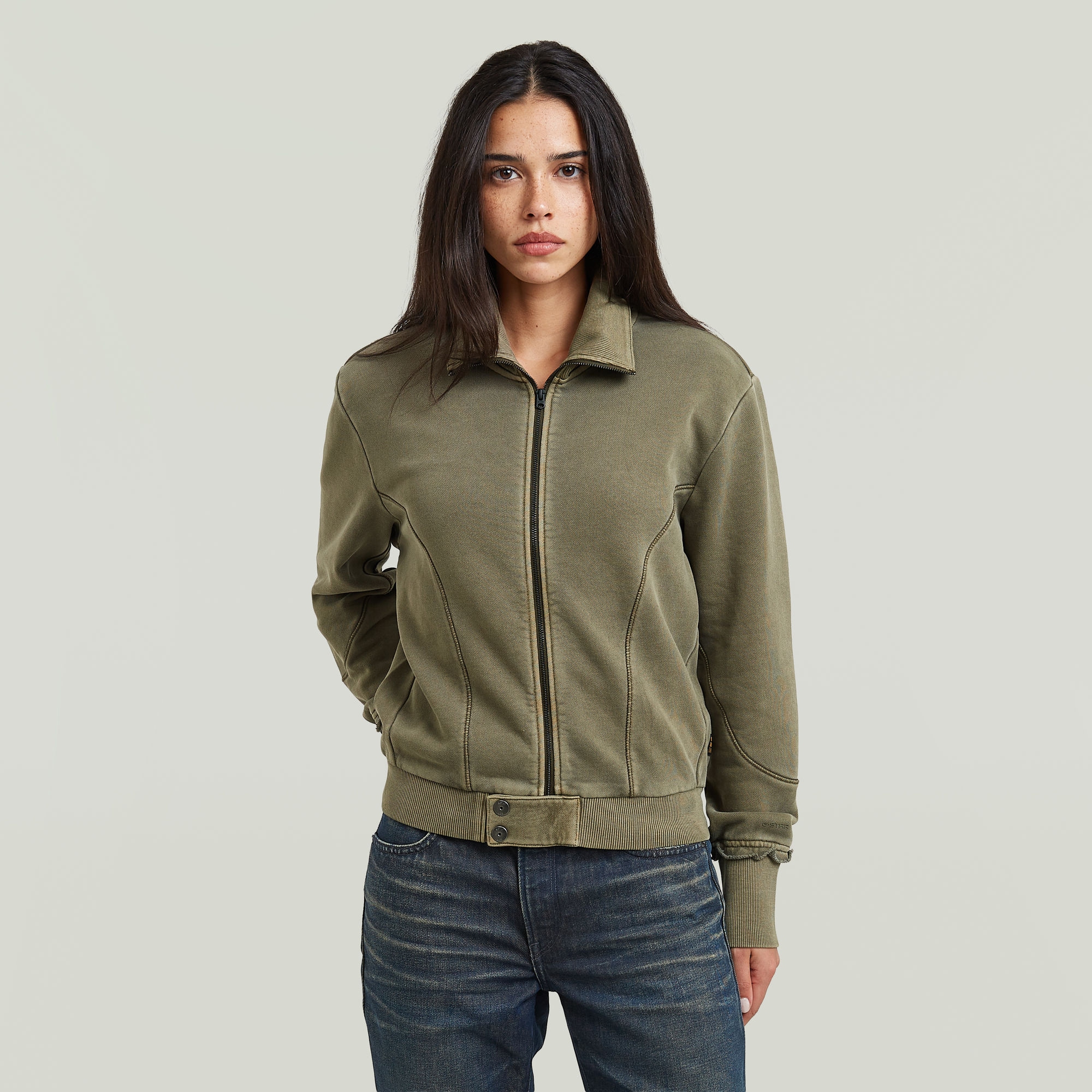 Image of G-STAR Sweatjacke "Washed zip thru sw wmn" mit Stehkragen, Used-Optik