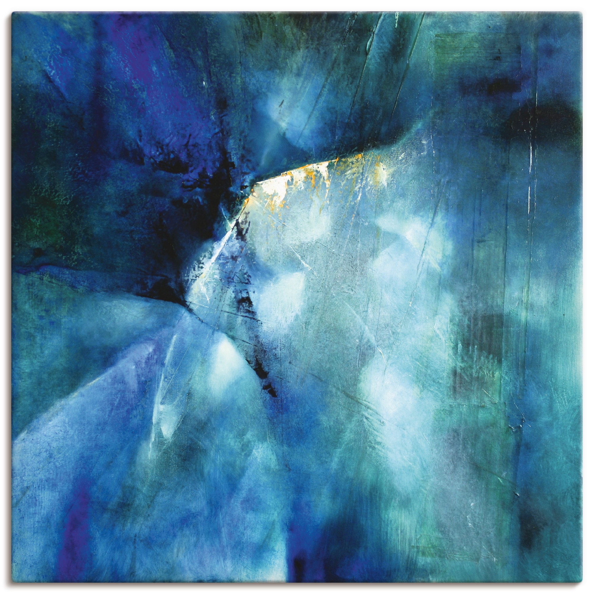 Image of Artland Leinwandbild "Komposition in blau" Gegenstandslos 1 Stk. tlg. auf Holzrahmen gespannt