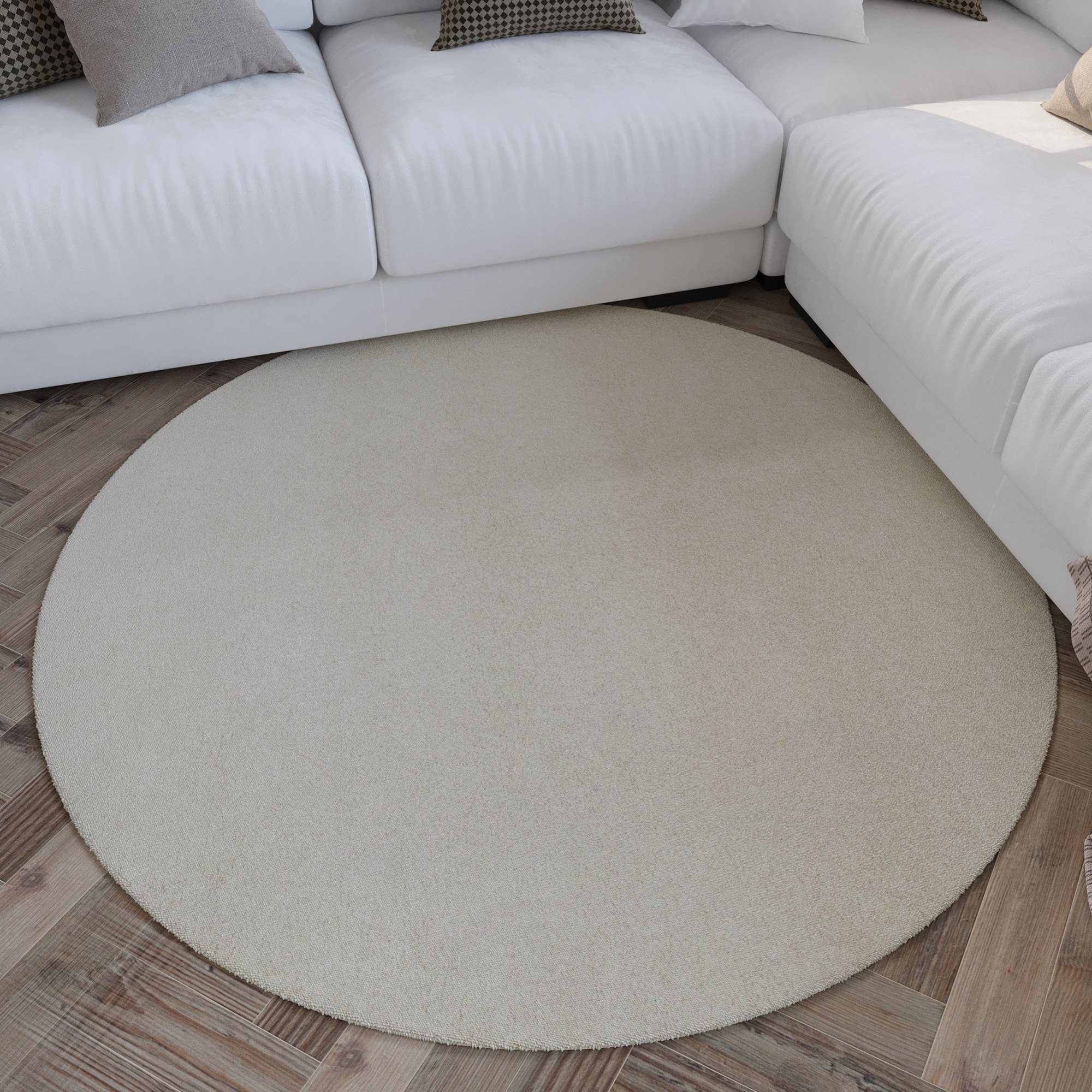Image of Wecon home Wollteppich "Hamptons FORTYTHREE" rund 20 mm Höhe Schurwolle, Kurzflor, Wohnzimmer, Schlafzimmer, elegant, robust