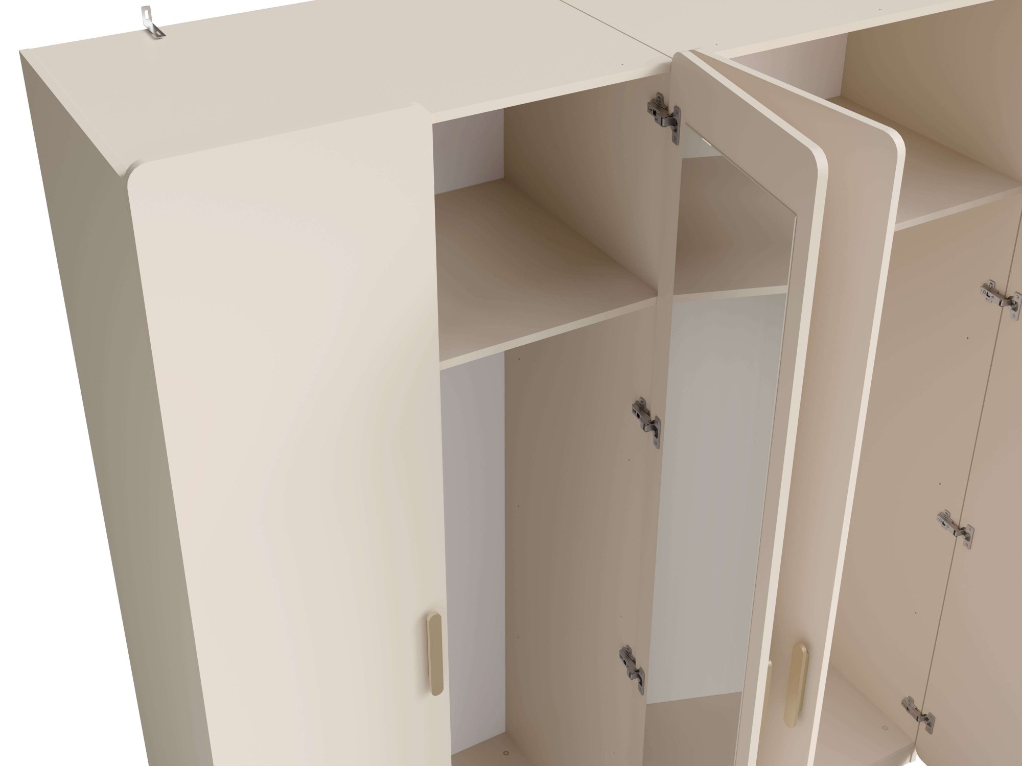 Home affaire Kleiderschrank »CLAREI mit 2 Einlegeböden, 2 Kleiderstangen, Masse B/H/T 179/210/60,5cm«, Garderobe mit 4 Drehtüren und goldfarbenenen Kunststoffgriffen