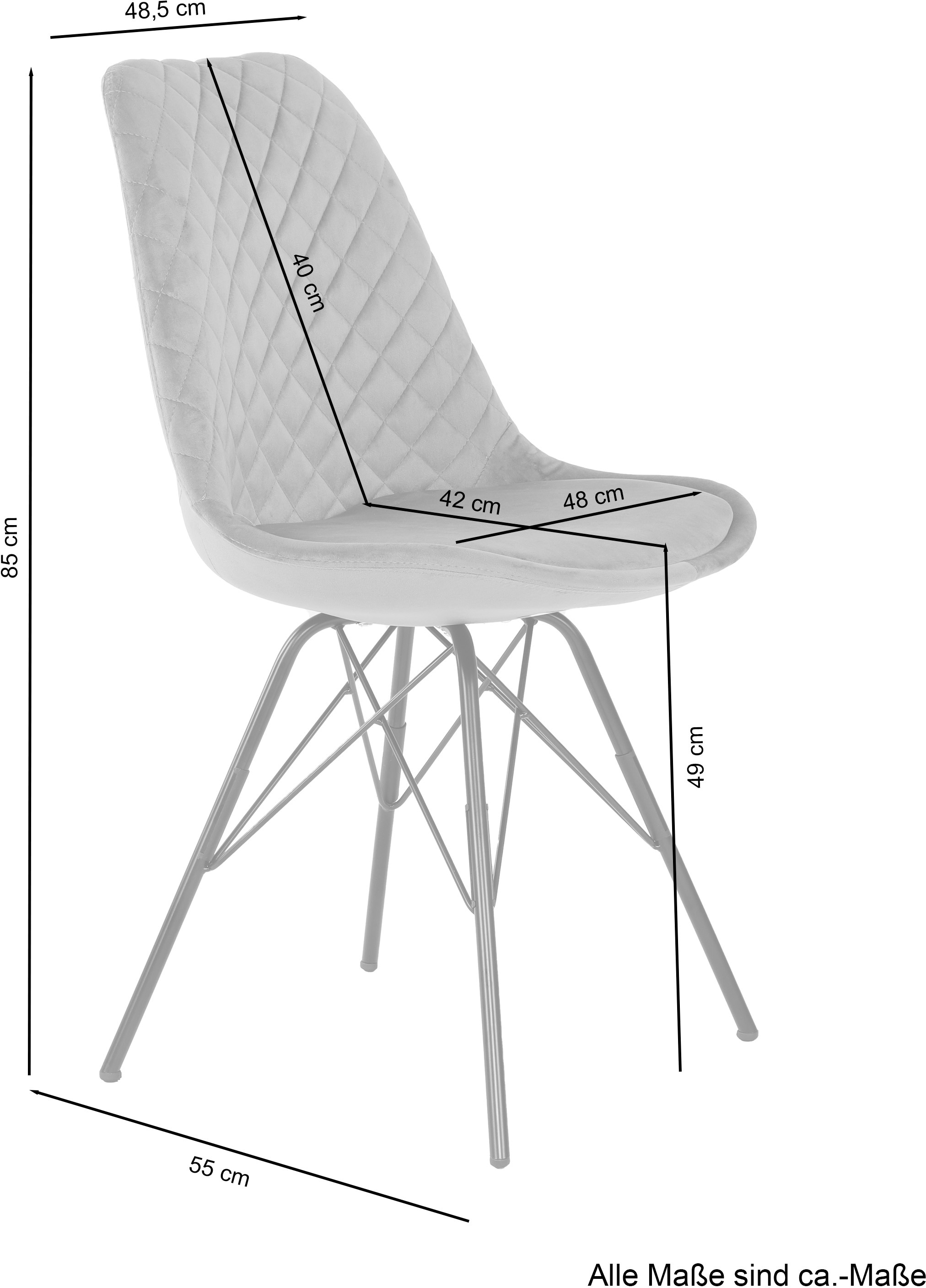 byLIVING Esszimmerstuhl »Rica«, (Set), 2 St., Cord, Sitzschale mit Samt- oder Cordbezug, Metallbeine schwarz