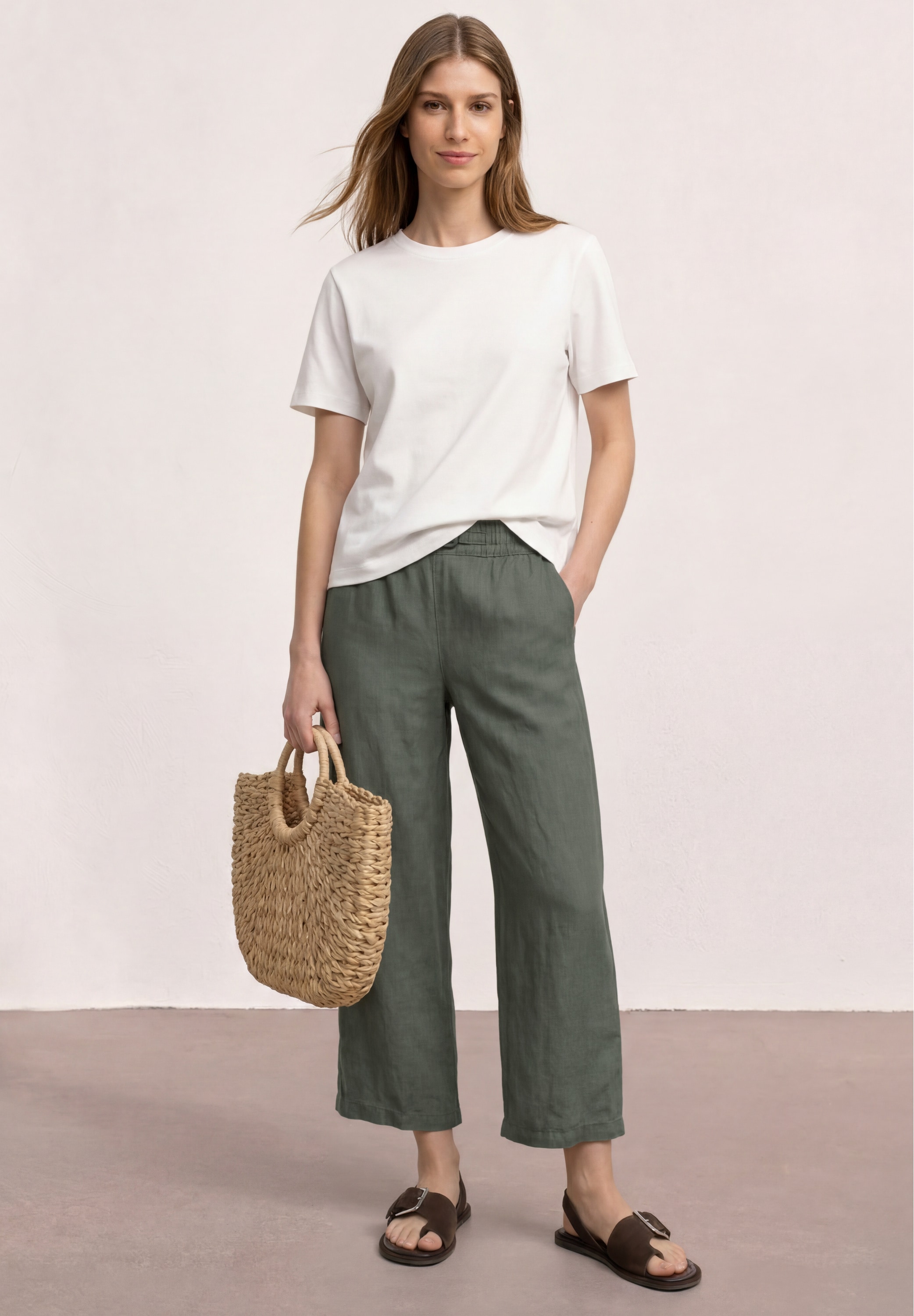 STREET ONE Stoffhose »Style Emee«  Leinenhose mit Schnallendetail