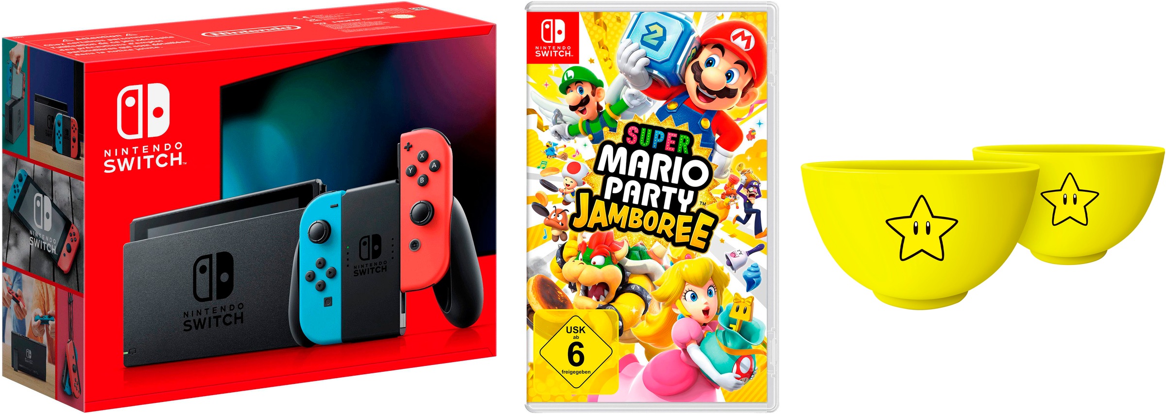 Image of Nintendo Switch Konsolen-Set "Switch + Super Mario Party Jamboree" 32 GB Switch inkl. Mario Party Jamboree und exklusives Müslischalen-Set