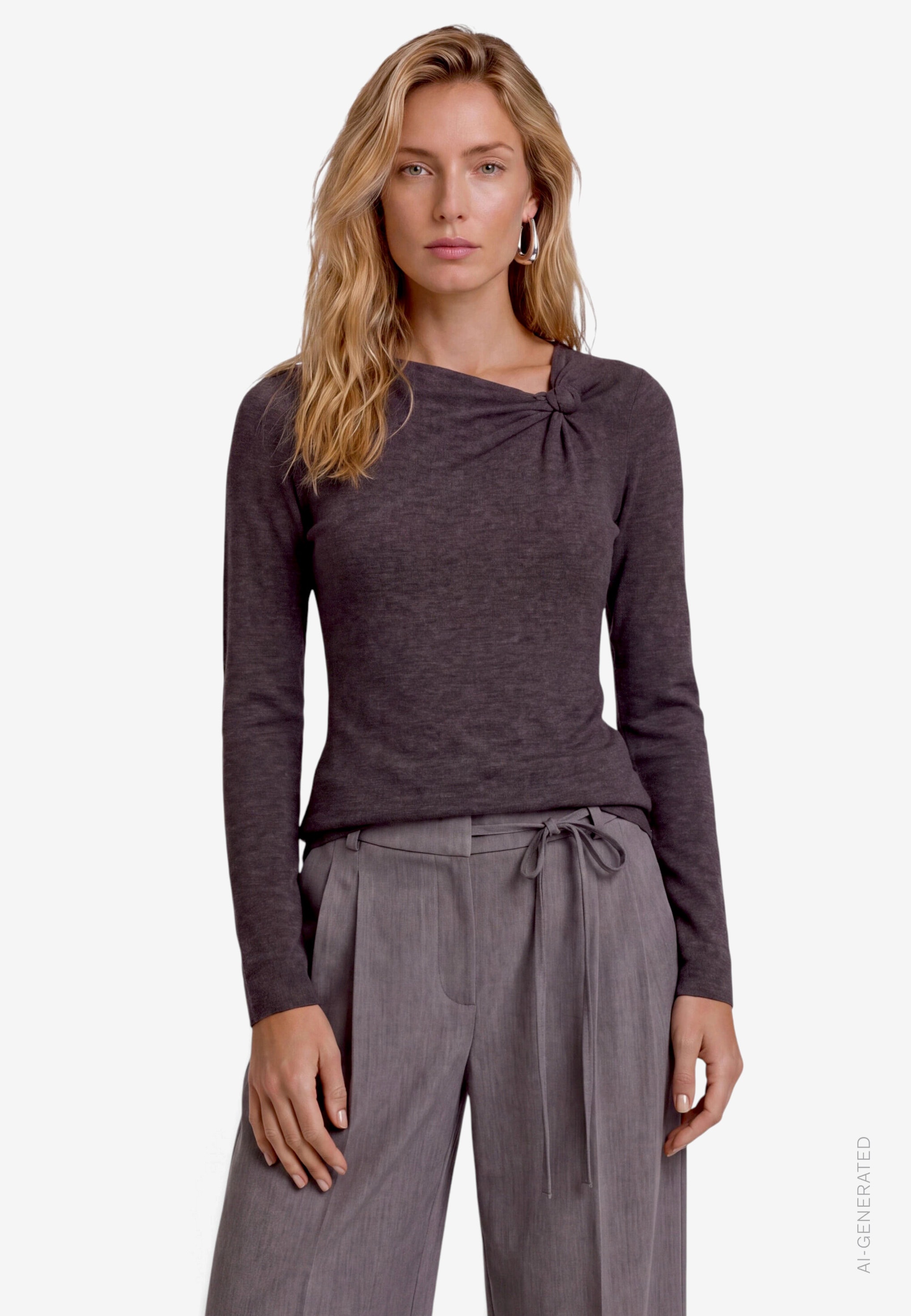 Image of Zero Langarmshirt mit Schnalle / Stretch / Meliert