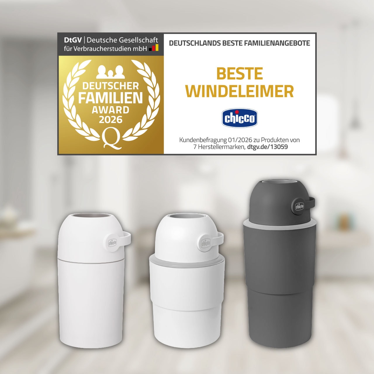 Chicco Seau à couches »Teleskop, Odour off XL« inklusive 1 Pck. Müllbeutel Odour Off und einem Müllbeutelspender