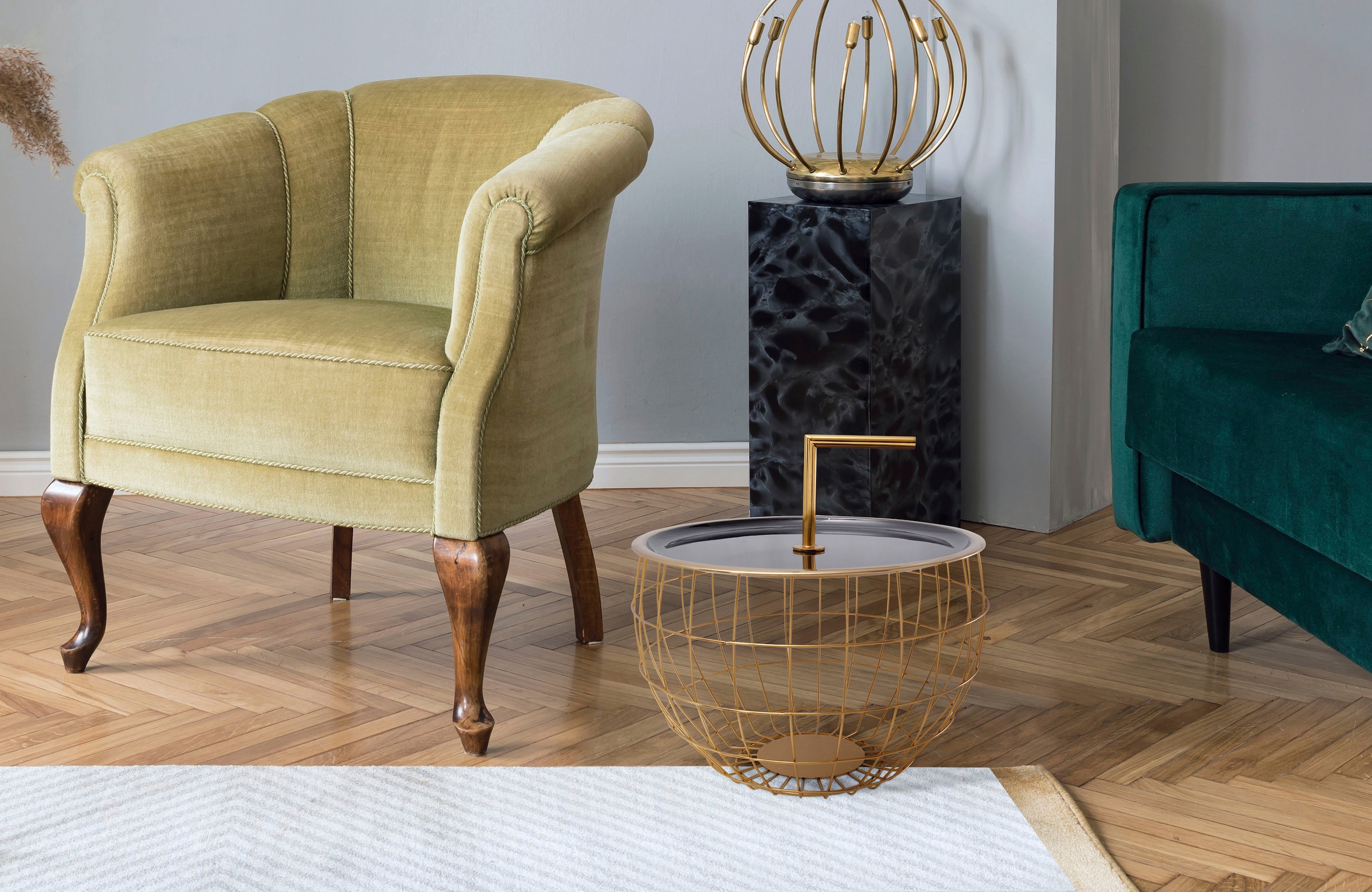 Kayoom Table d'appoint »Art Deco 500, Abstelltisch aus Metall,funktional und stabil« 1 cuis tlg. décoratif, avec poignée amovible (13 cm), fonction de rangement