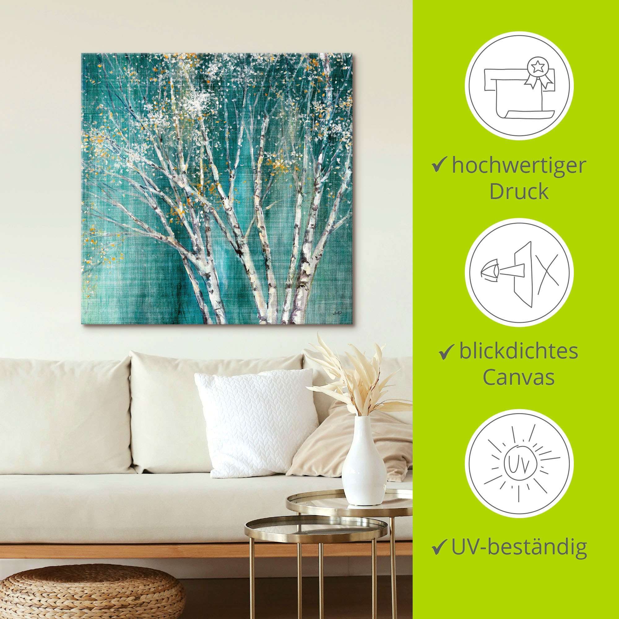 Artland Wandbild »Blaue Birke«, Bäume, (1 St.), als Leinwandbild, Poster, Wandaufkleber in verschied. Grössen
