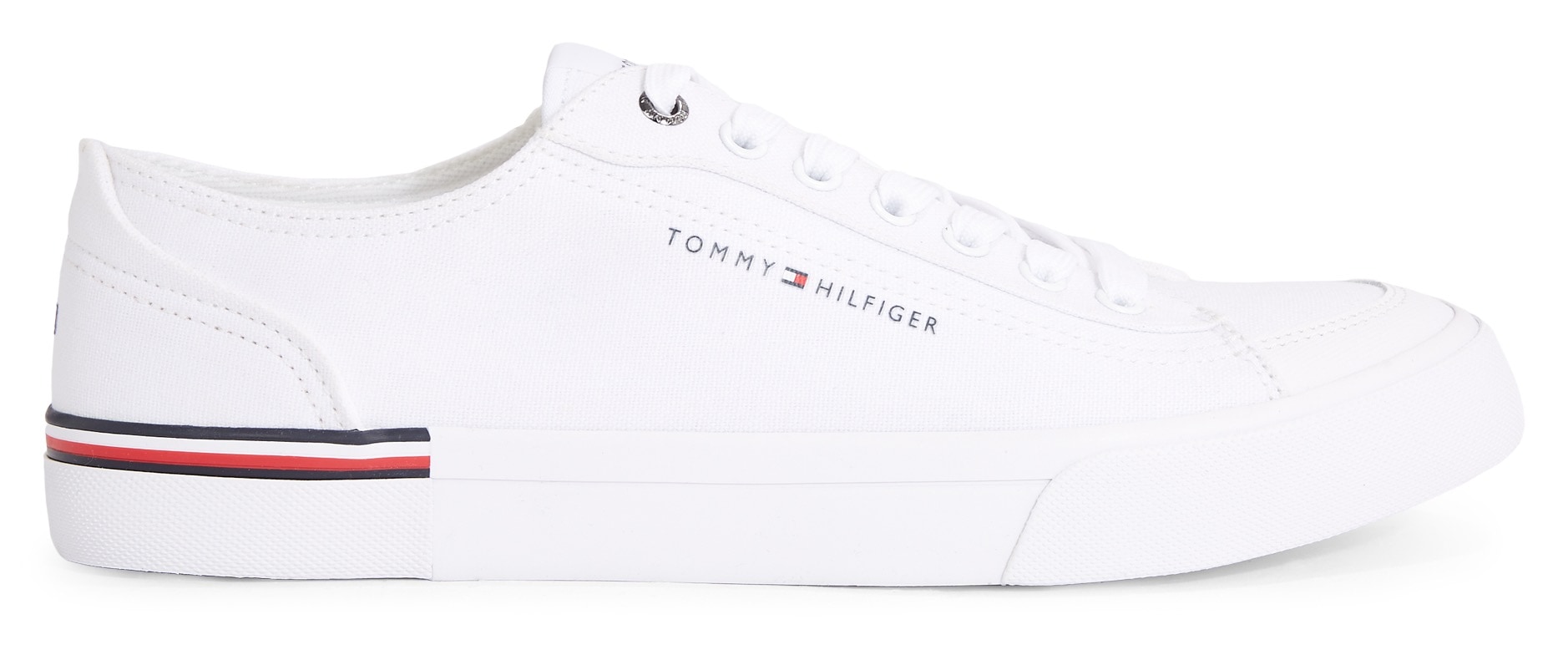 Tommy Hilfiger Sneaker »CORPORATE VULC CANVAS«, mit Streifen an der Ferse, Freizeitschuh, Halbschuh, Schnürschuh